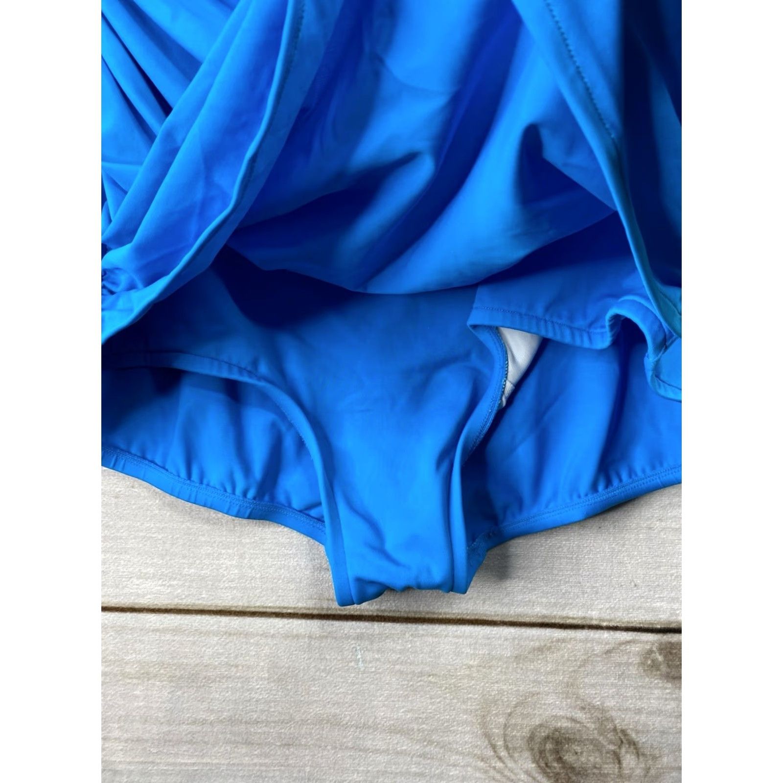 Catalina Catalina XL Blue One Piece Swimsuit Halter Padded Swim Skirt Ruched Vintage 90s Womens Size ONE SIZE - 5 Thumbnail