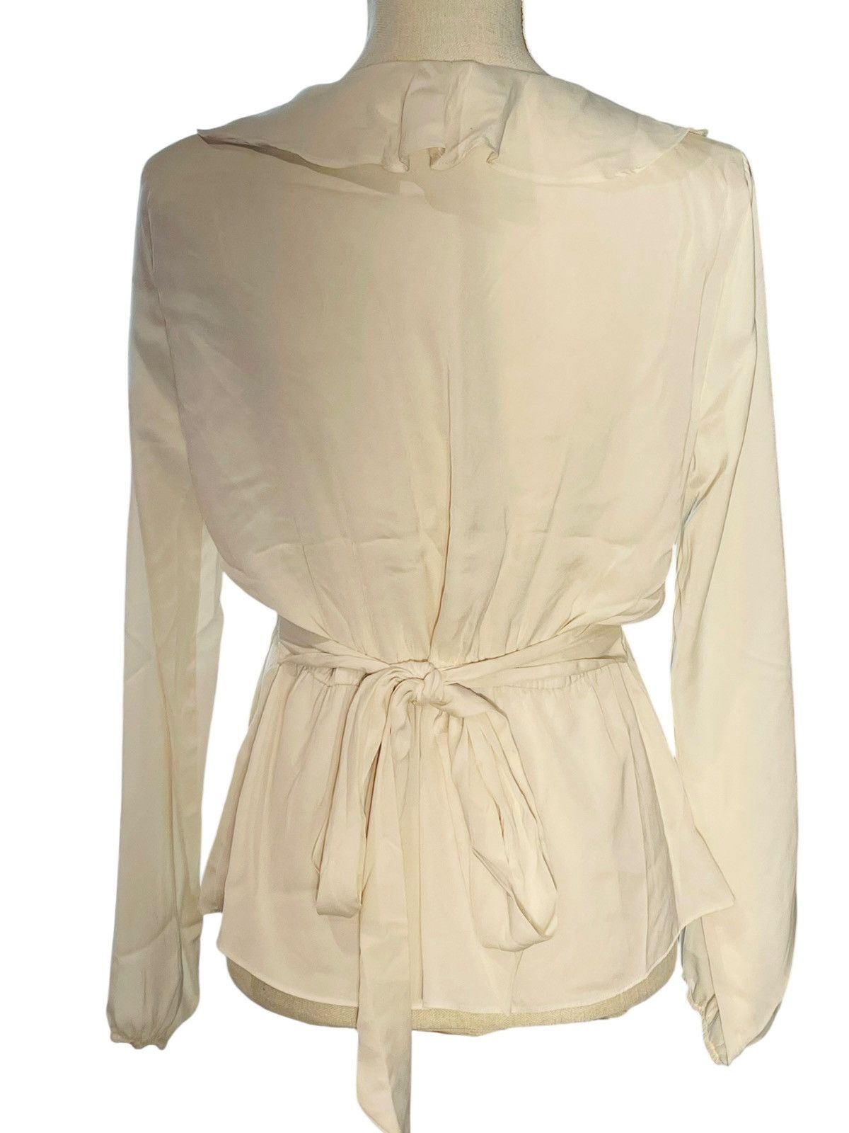 Other Max Studio NWT Ivory Shear Ruffle Wrap Blouse US Size Small Size S / US 4 / IT 40 - 3 Thumbnail
