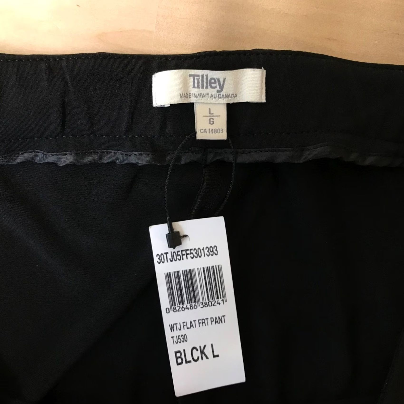 Tilley TILLEY Pants Men Large Black Elastic Waist Flat Front Polyester Blend PANTS Mens L Black Size US 33 - 6 Thumbnail