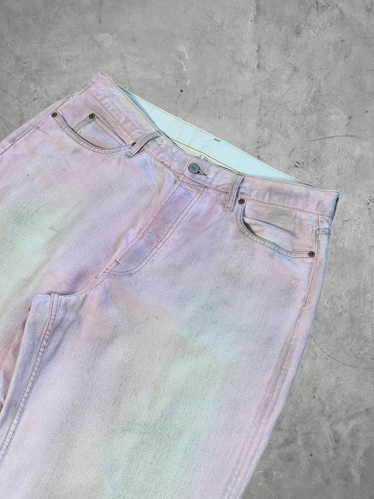 Acne Studios Acne Studios Pink Waxed Baggy Denims Size US 34 / EU 50 - 6 Thumbnail