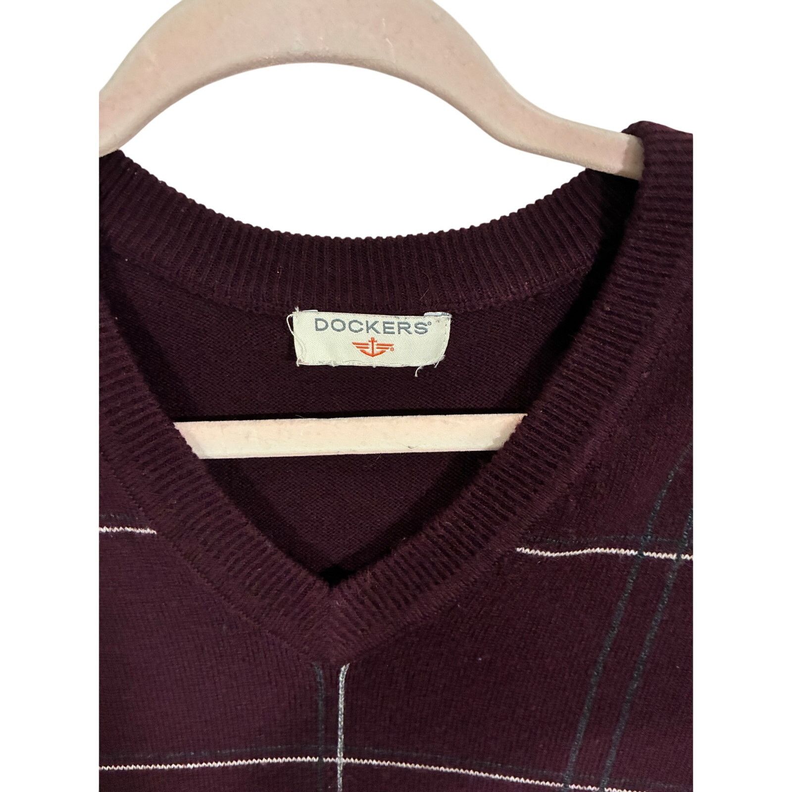 Dockers Dockers 2X Grandpa Vintage Windowpane Maroon Sweater Vest Size US XXL / EU 58 / 5 - 2 Thumbnail