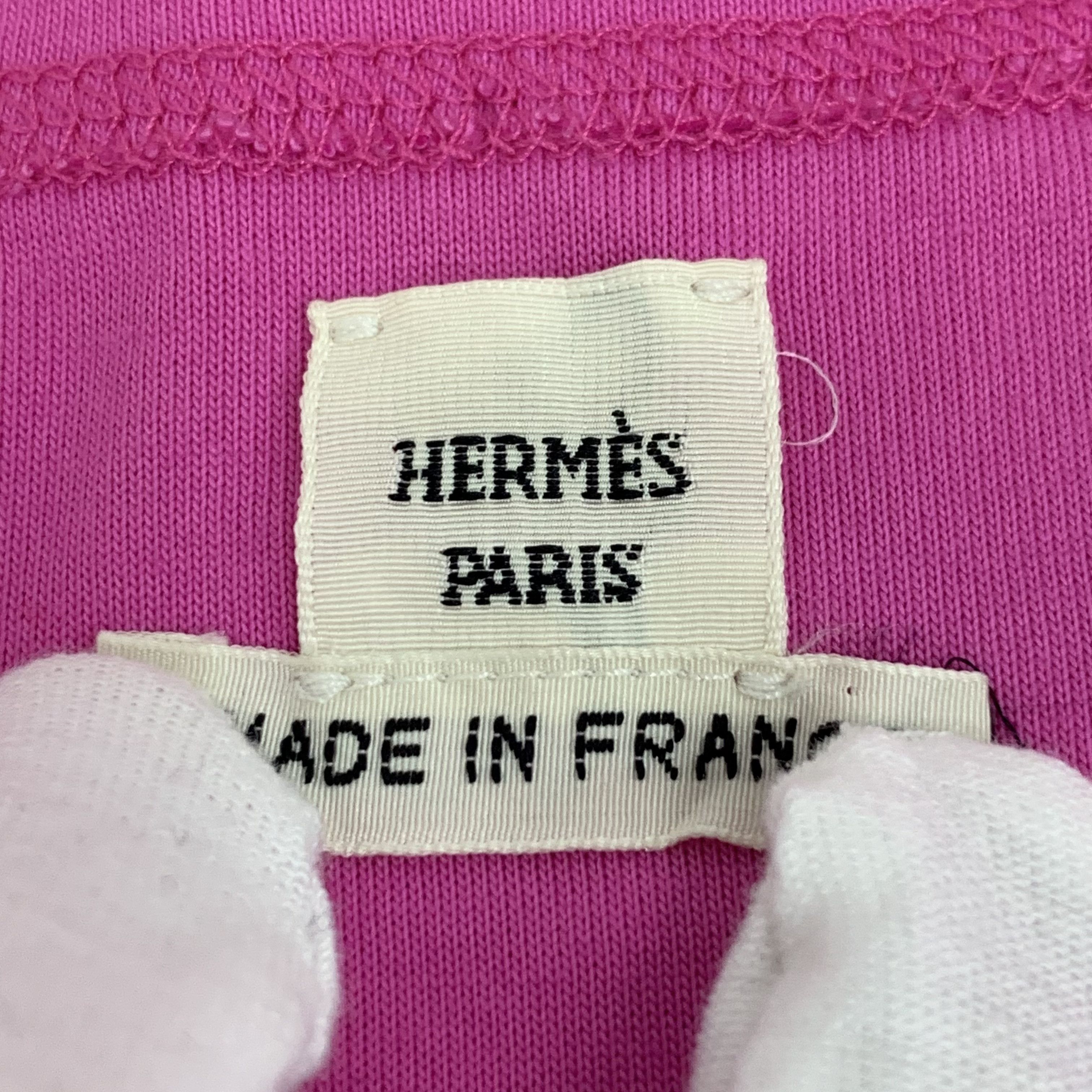 Hermes CW0455 Hermès Womens Fuchsia T-Shirt With Embroidered Pocket Size XS / US 0-2 / IT 36-38 - 5 Thumbnail