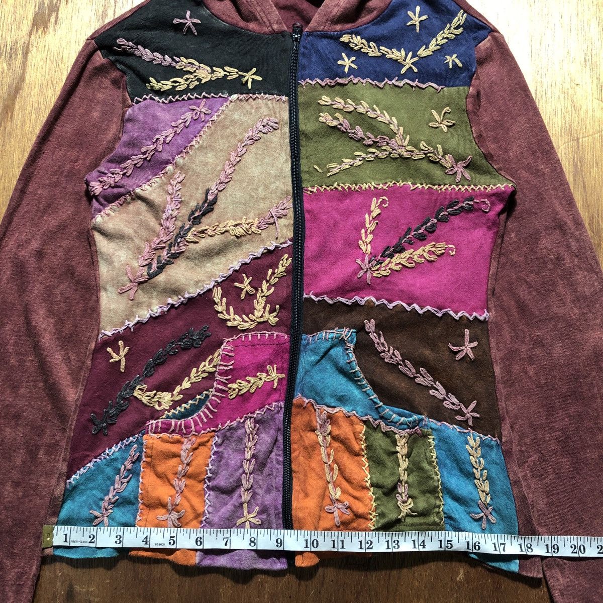 Japanese Brand × Vintage Vintage Hippie Patchwork Zipper Sweater Hoodie Size S / US 4 / IT 40 - 12 Thumbnail