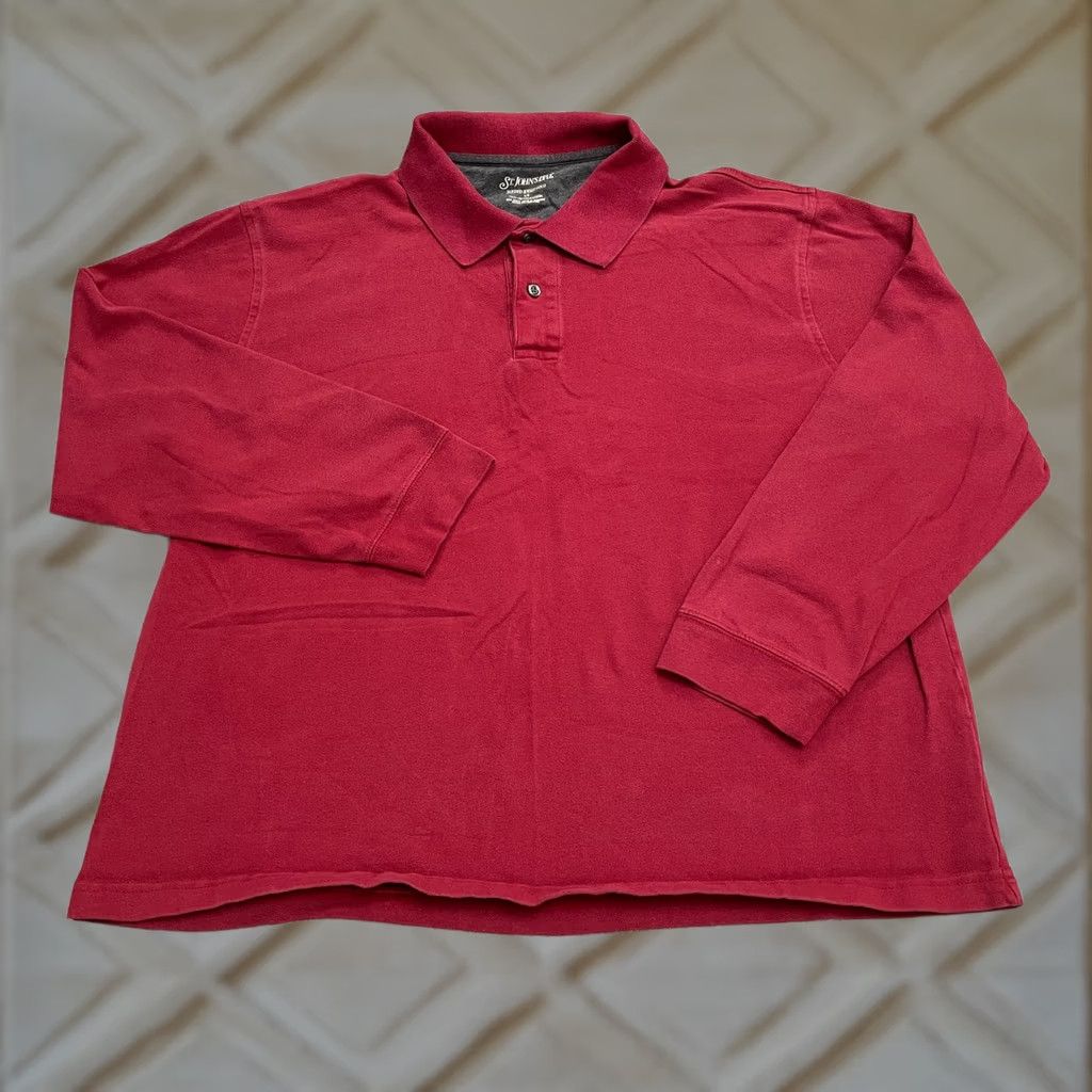 Vintage St. John's Bay Polo Shirt Mens L Red Long Sleeve Cotton Casual Size US L / EU 52-54 / 3 - 1 Thumbnail