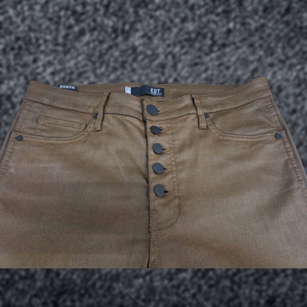 Vintage VINTAGE? No. Kut From The Kloth Women's Brown Jeans Pants No Hem 12 #8386 Size 34" / US 12 / IT 48 - 1 Thumbnail