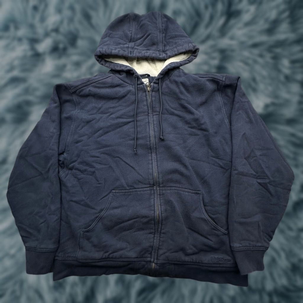 Vintage LL Bean Katahdin Iron Works Sherpa Lined Hoodie Jacket Mens Large Navy Zip SUV? Size US XL / EU 56 / 4 - 1 Thumbnail