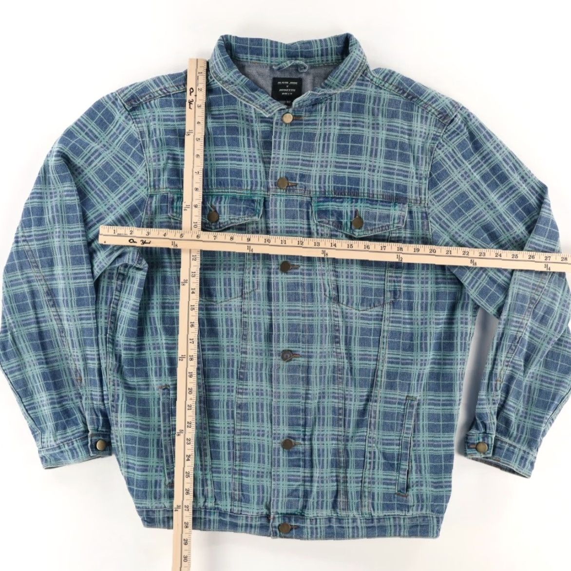 PRINCESS POLLY VINTAGE Princess Polly x Olivia Jade Denim Plaid Jacket Green Women's M/L Size M / US 6-8 / IT 42-44 - 3 Thumbnail