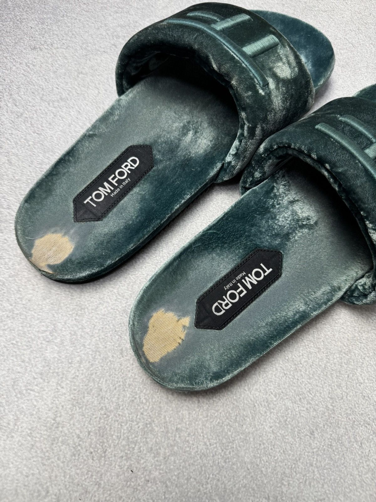 Tom Ford ✅ Tom Ford Teal Velvet TF Logo Slippers Slides US7-8 Size US 7.5 / EU 40-41 - 10 Thumbnail