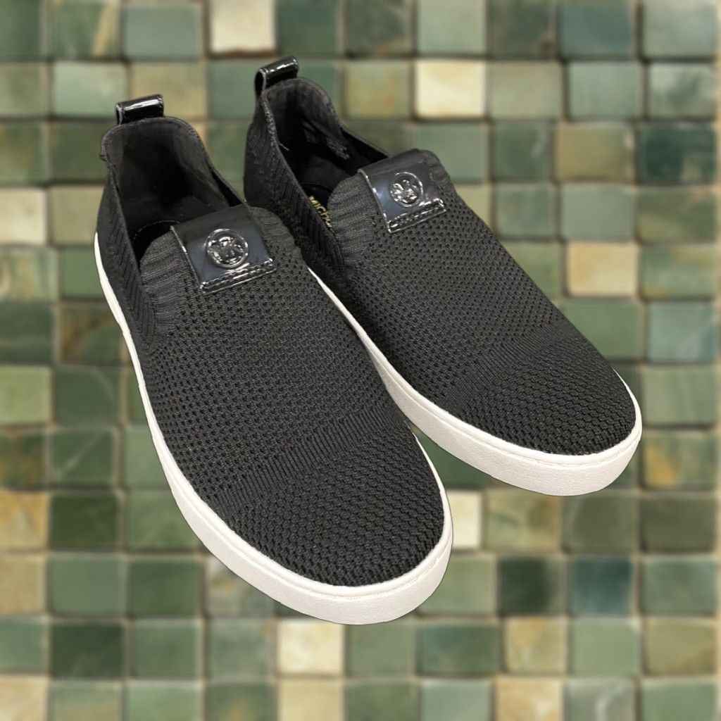 MICHAEL KORS Juno Stretch Knit Slip-On Sneaker Men US 6.5 Black Casual Knit Rubber 90s?