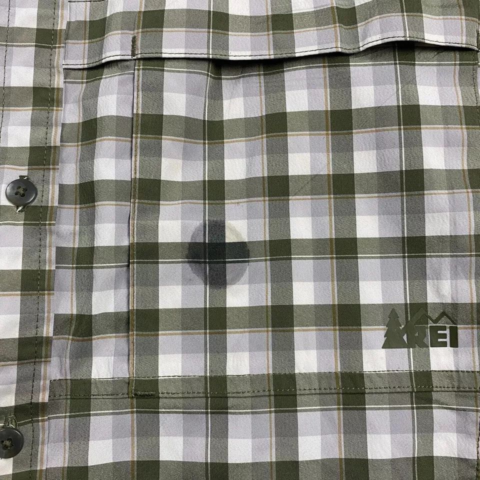 Rei REI Shirt Men's Large Gingham Green Button Up Vented Size US L / EU 52-54 / 3 - 2 Thumbnail