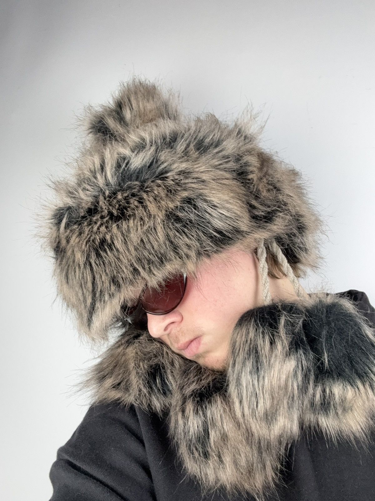 Japanese Brand Japanese 00s Y2K Retro Avant Garde Mohair Fuzzy Trapper Hat Size ONE SIZE - 1 Thumbnail