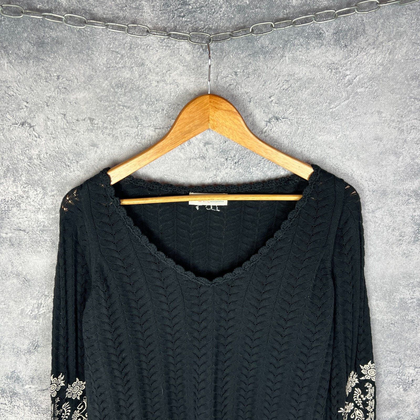 Odd Molly Odd Molly Sweater Women's Size 1 V-Neck Black Cotton ` Size XS / US 0-2 / IT 36-38 - 2 Thumbnail
