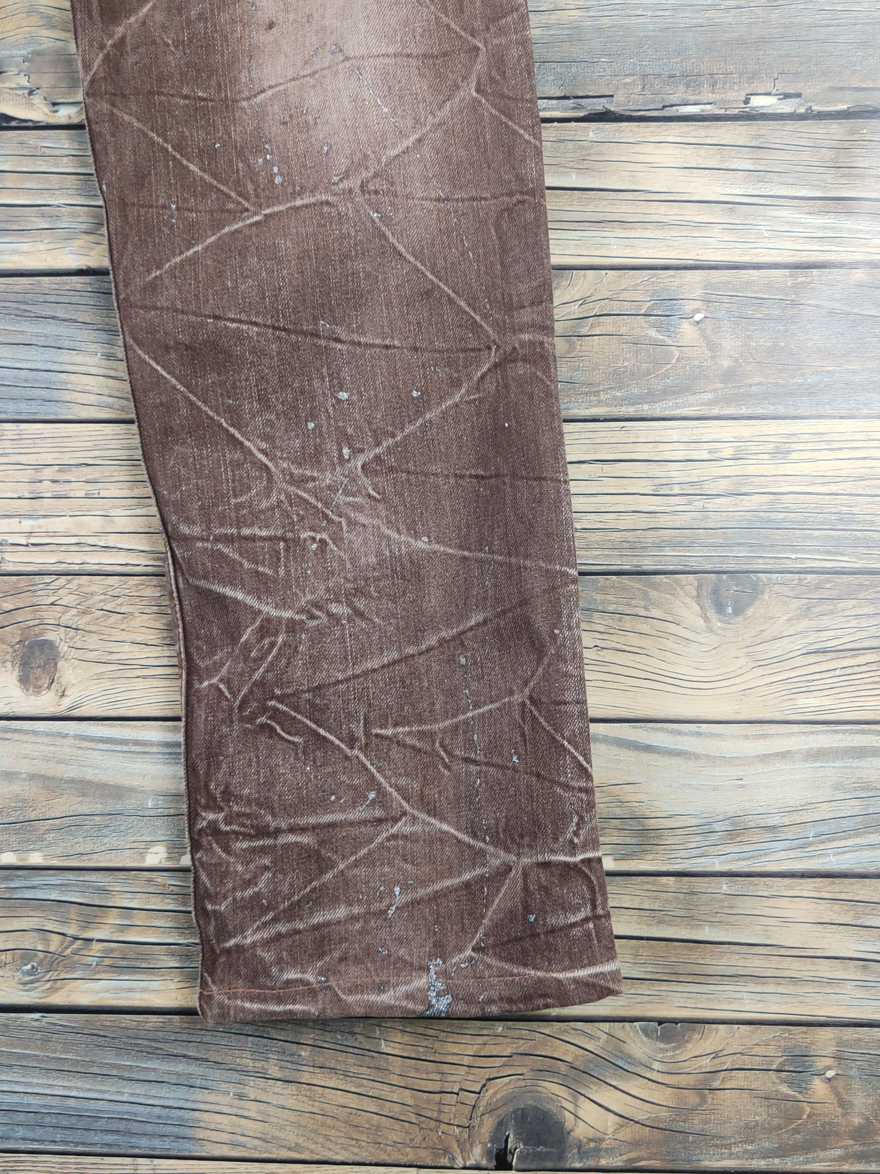 Japanese Brand DL Antlui Double waist punk Brown Ripped Jeans #763 Size US 30 / EU 46 - 11 Thumbnail