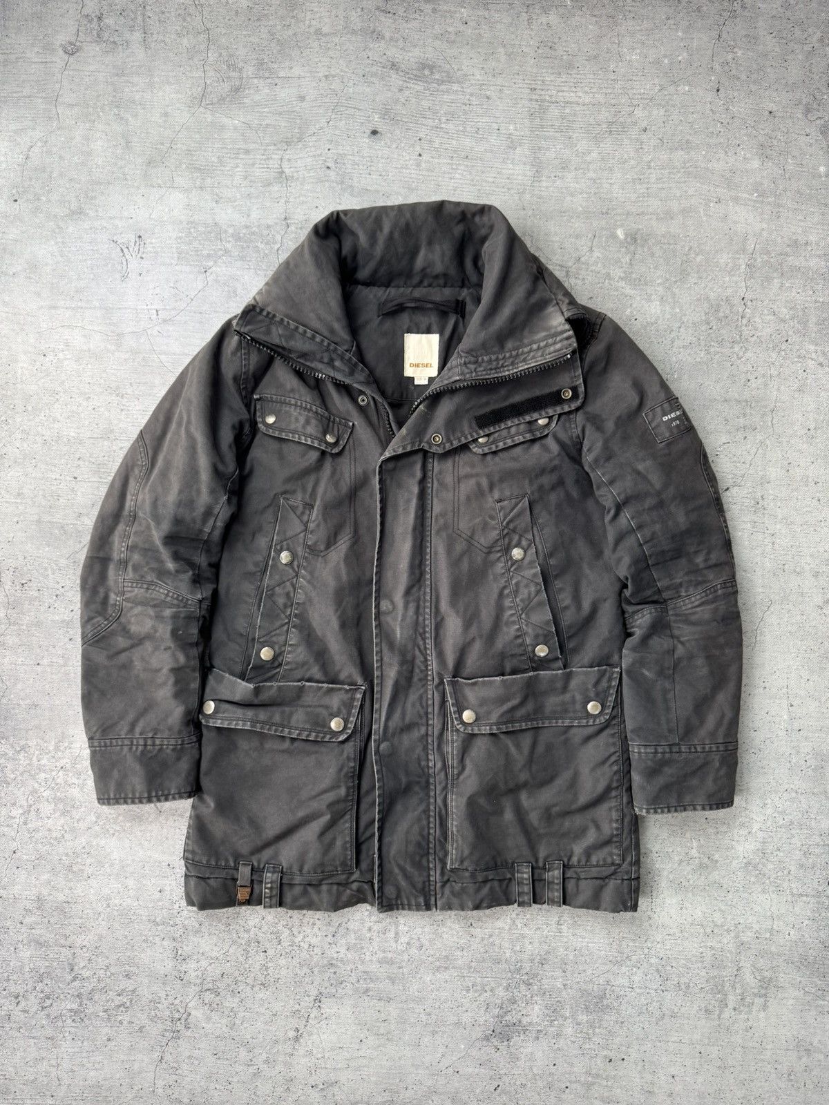 Vtg Diesel Distressed Multi Pocket Y2K Jacket Japanese style