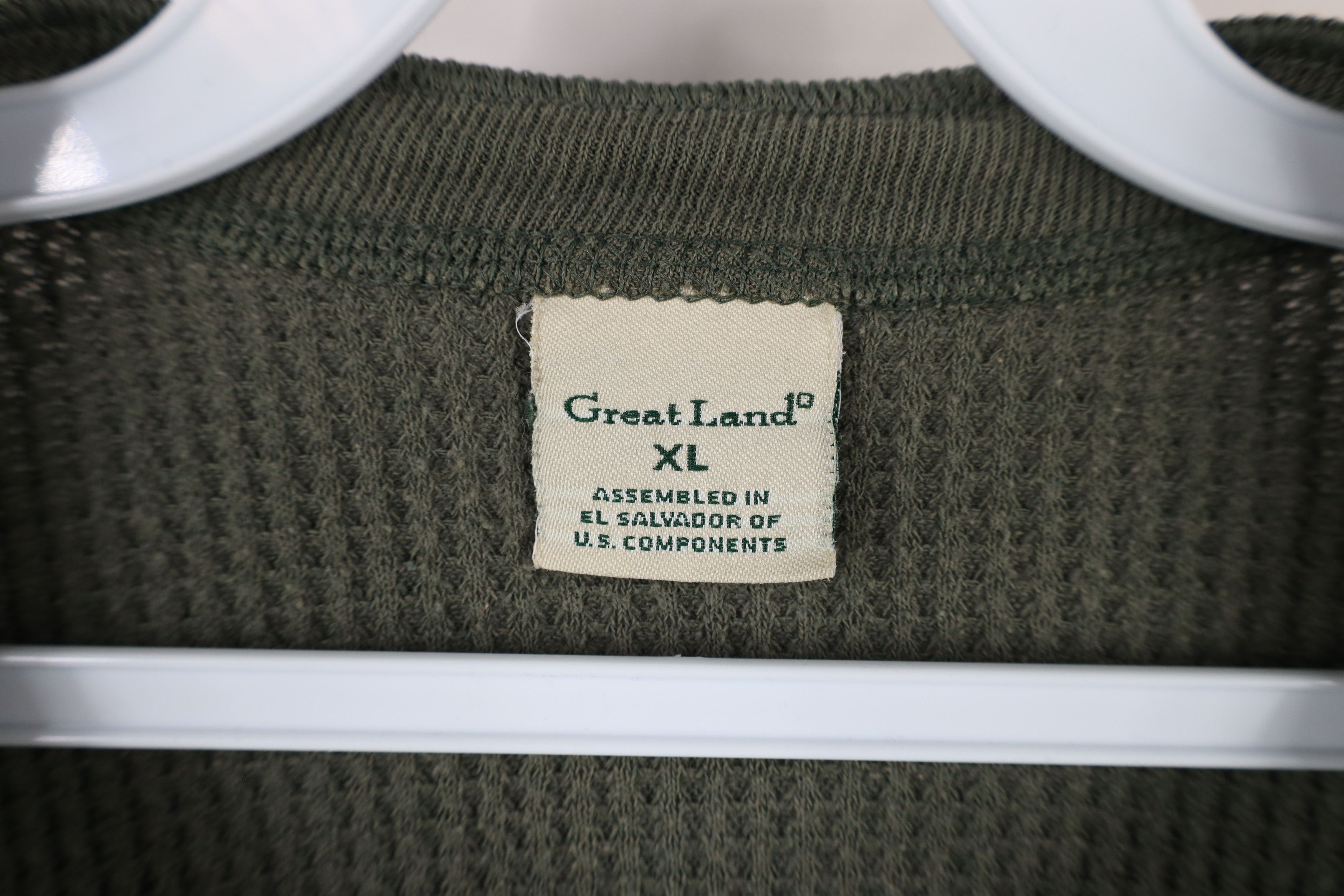 Vintage Vintage 90s Streetwear Waffle Knit Henley T-Shirt Green Size US XL / EU 56 / 4 - 5 Thumbnail