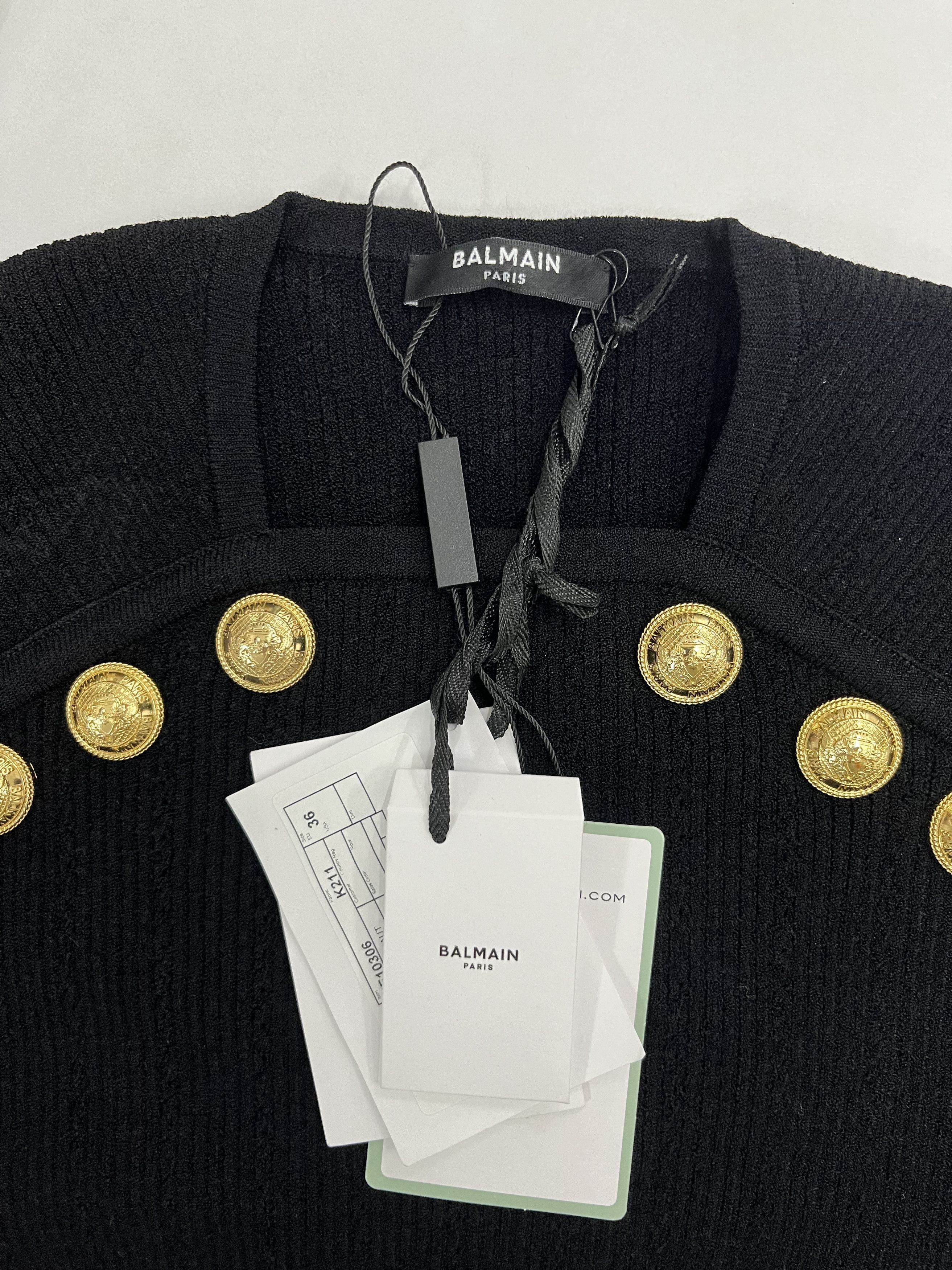 Balmain Black Button-Embellished Knitted Top Size XS / US 0-2 / IT 36-38 - 8 Thumbnail