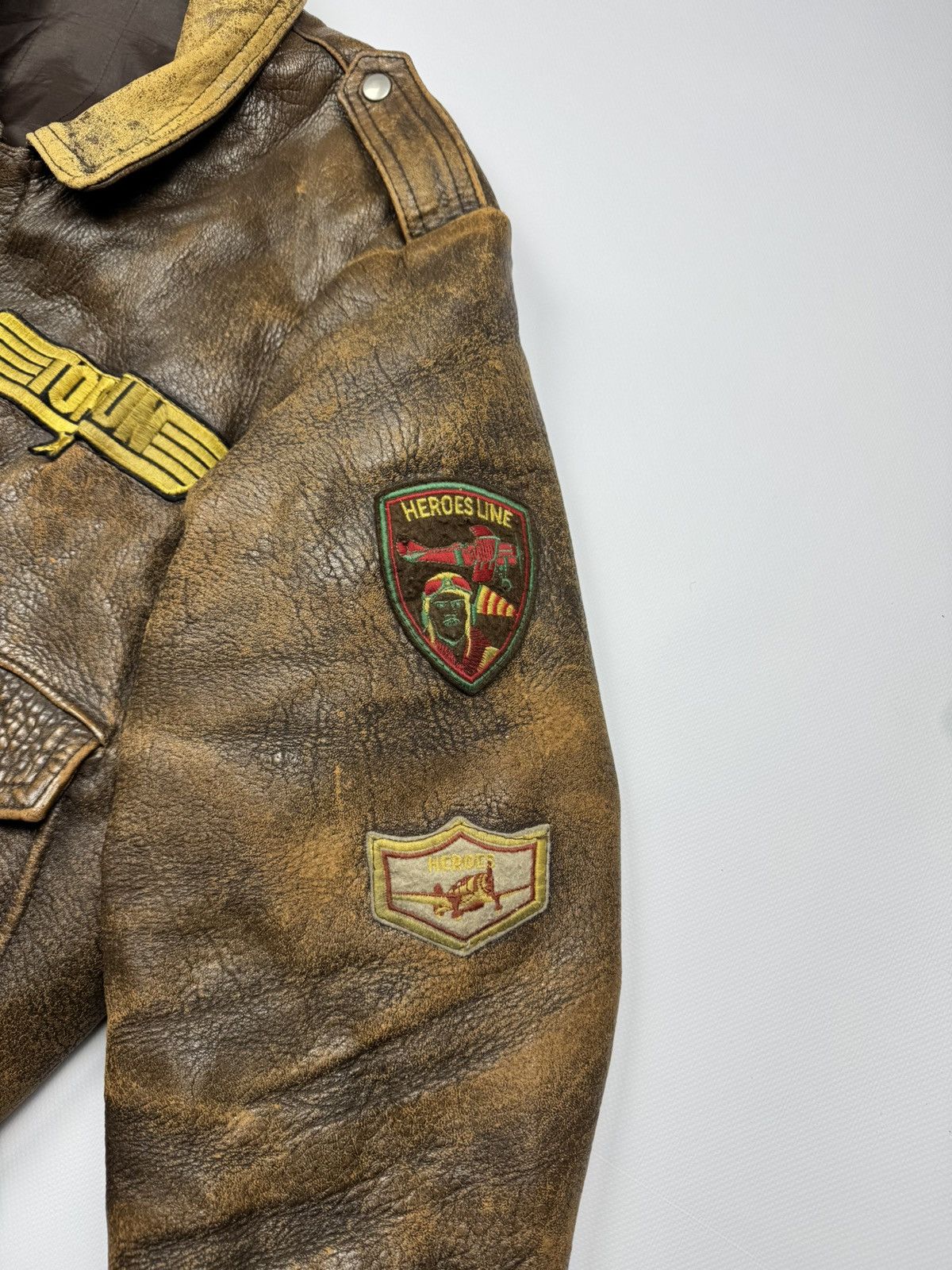 Vintage Vintage Top Gun Heavy Distressed Aviation Leather Jacket Size US L / EU 52-54 / 3 - 4 Thumbnail