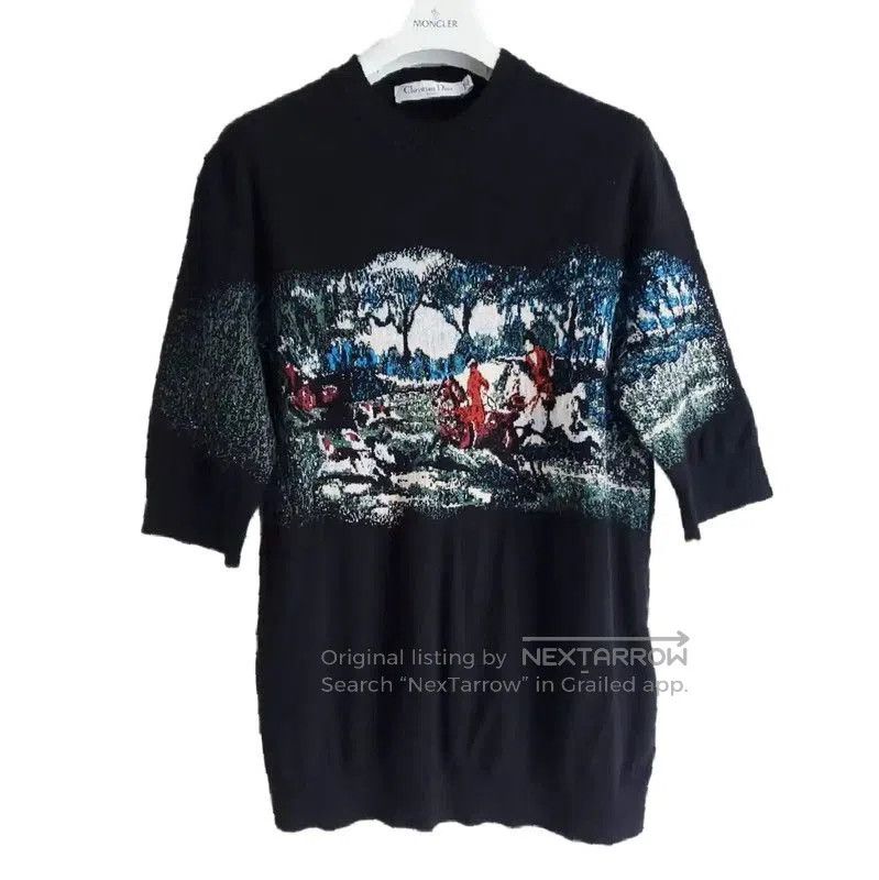 Dior Dior Black Wool Print Short Sleeve Sweater . Size S / US 4 / IT 40 - 2 Thumbnail