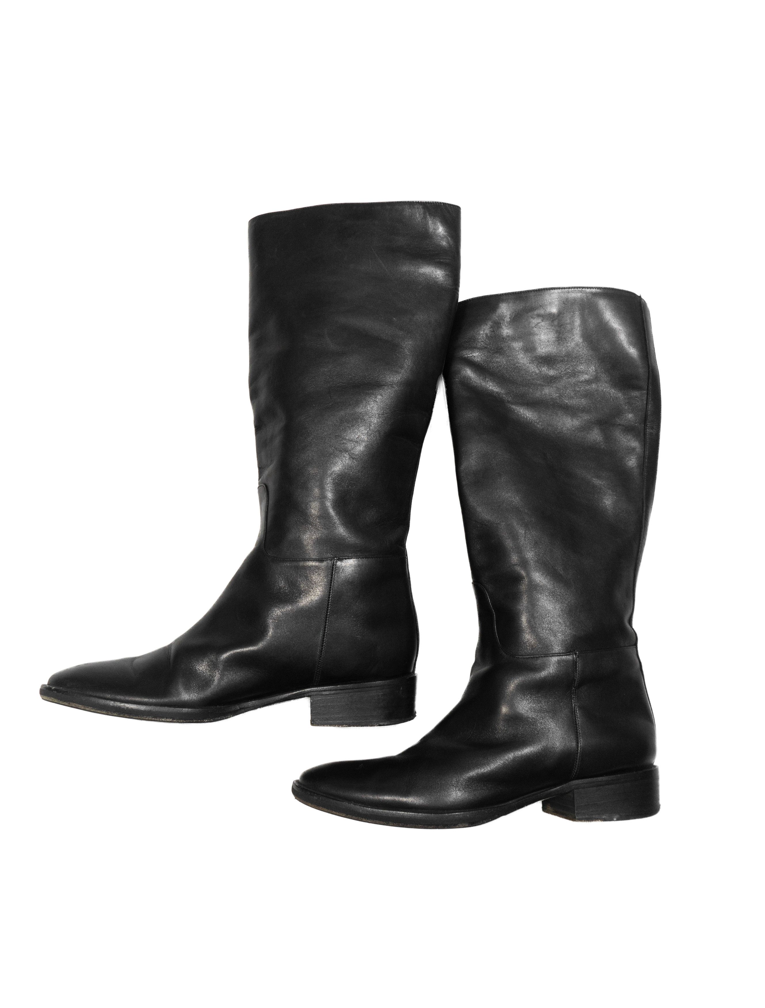 Max Mara 00s Leather Knee-High Riding Boots Size US 7.5 / IT 37.5 - 2 Thumbnail