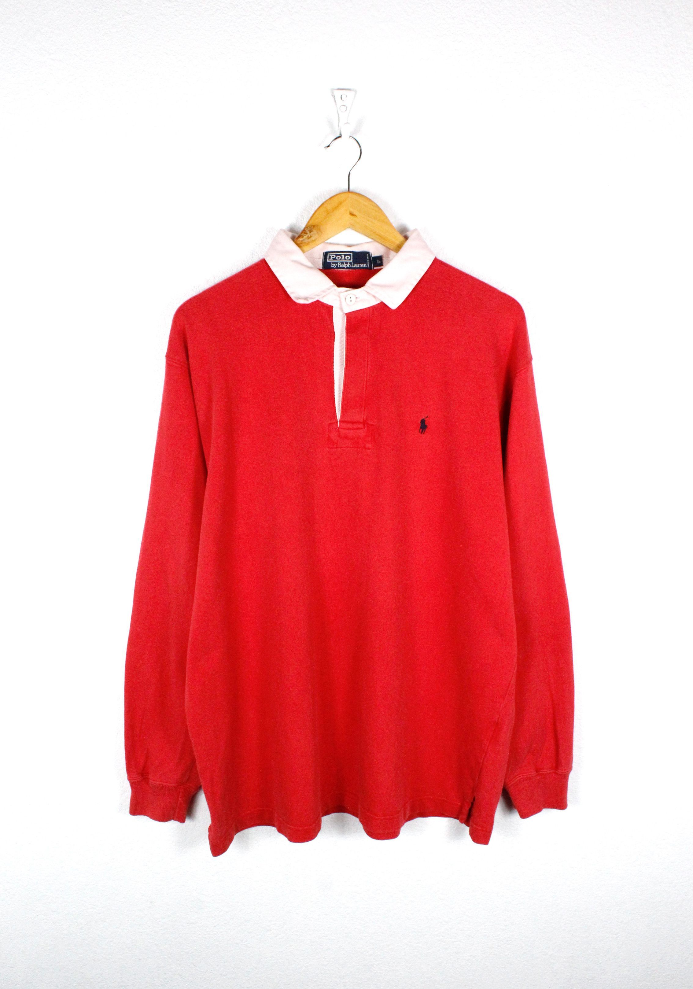 Vintage Polo Ralph Lauren Pony Logo Red Rugby Polo Shirt 90s