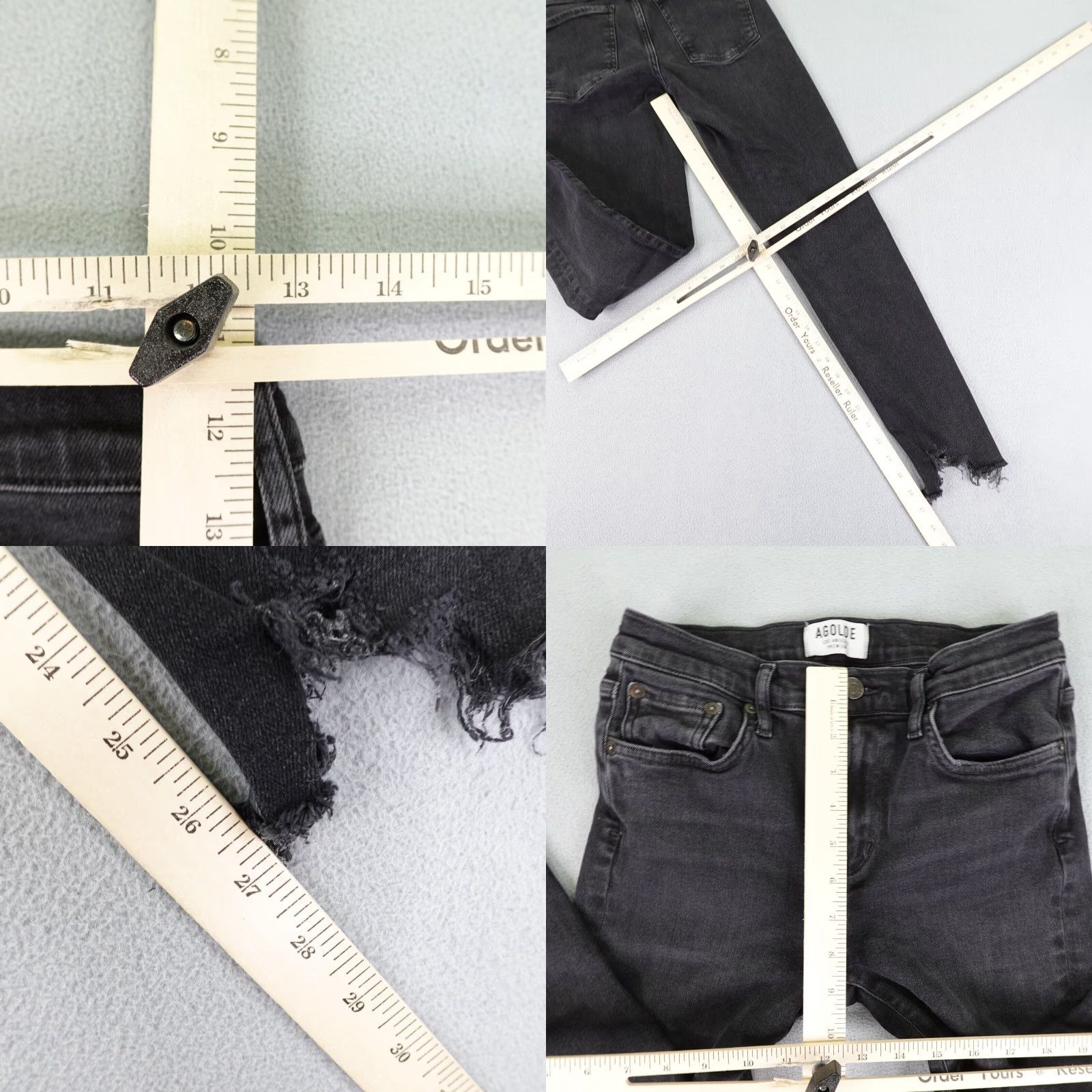 Agolde VINTAGE AGOLDE Jeans Womens 28 Black Denim Sophie High Rise Skinny Fray Stretch Pants Regular Rise Stonewashed Dark Denim Women Jeans Size 26" / US 2 / IT 38 - 8 Thumbnail