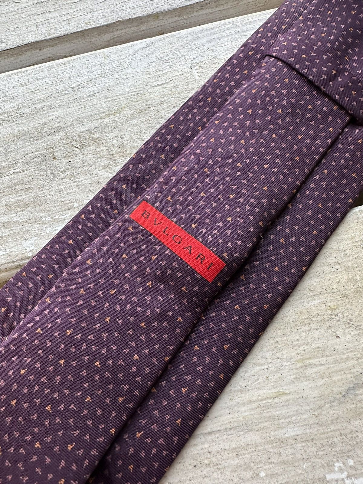 Bvlgari × Designer × Vintage 🚨Vintage Bvlgari VINTAGE Burgundy Bulgari Neck tie Pure Silk Size ONE SIZE - 3 Thumbnail