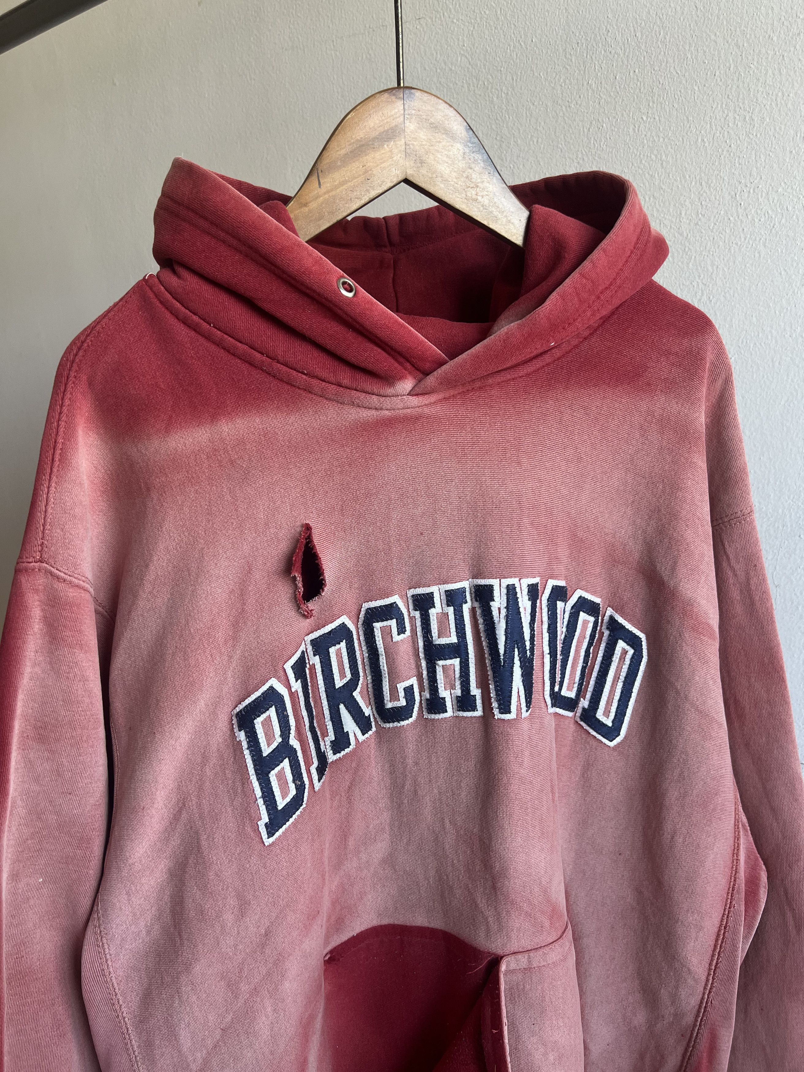 Vintage THRASHED FADED BIRCHWOOD HOODIE DISTRESSED GRUNGE Size US M / EU 48-50 / 2 - 2 Thumbnail