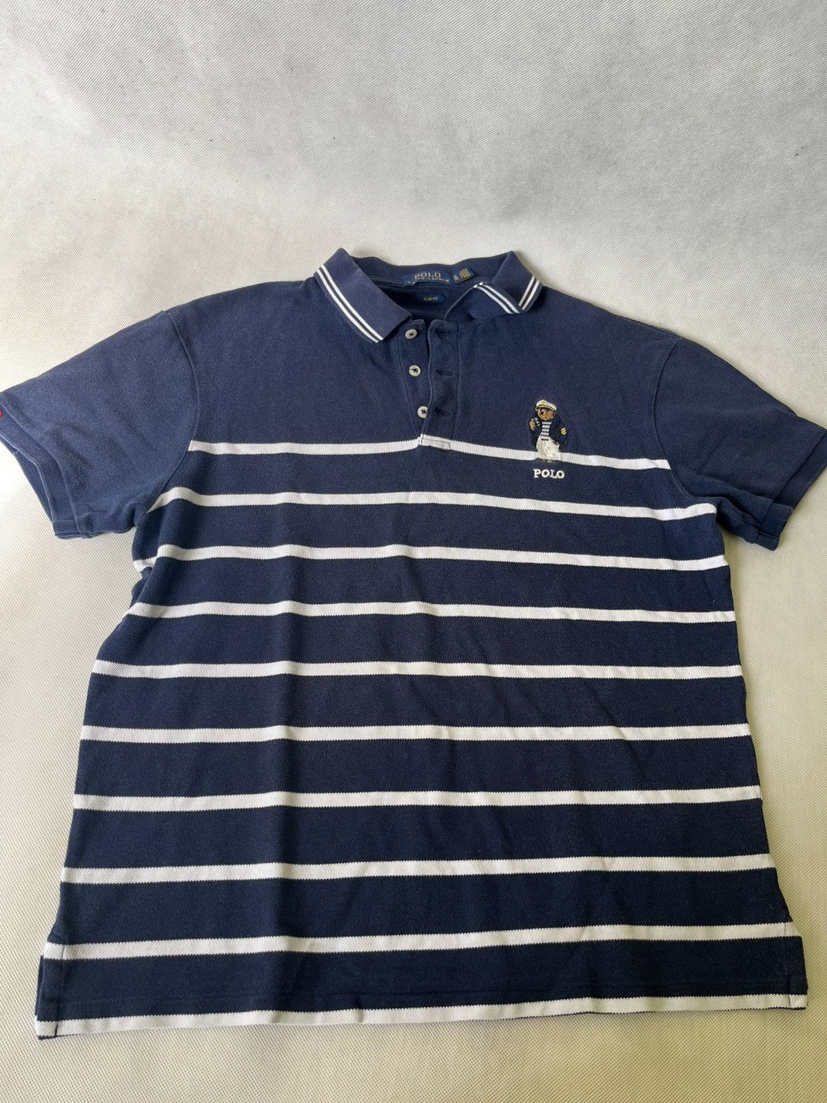 Polo Ralph Lauren Polo Ralph Lauren "Polo Bear" Nautical Striped Polo Shirt Size US XL / EU 56 / 4 - 1 Thumbnail