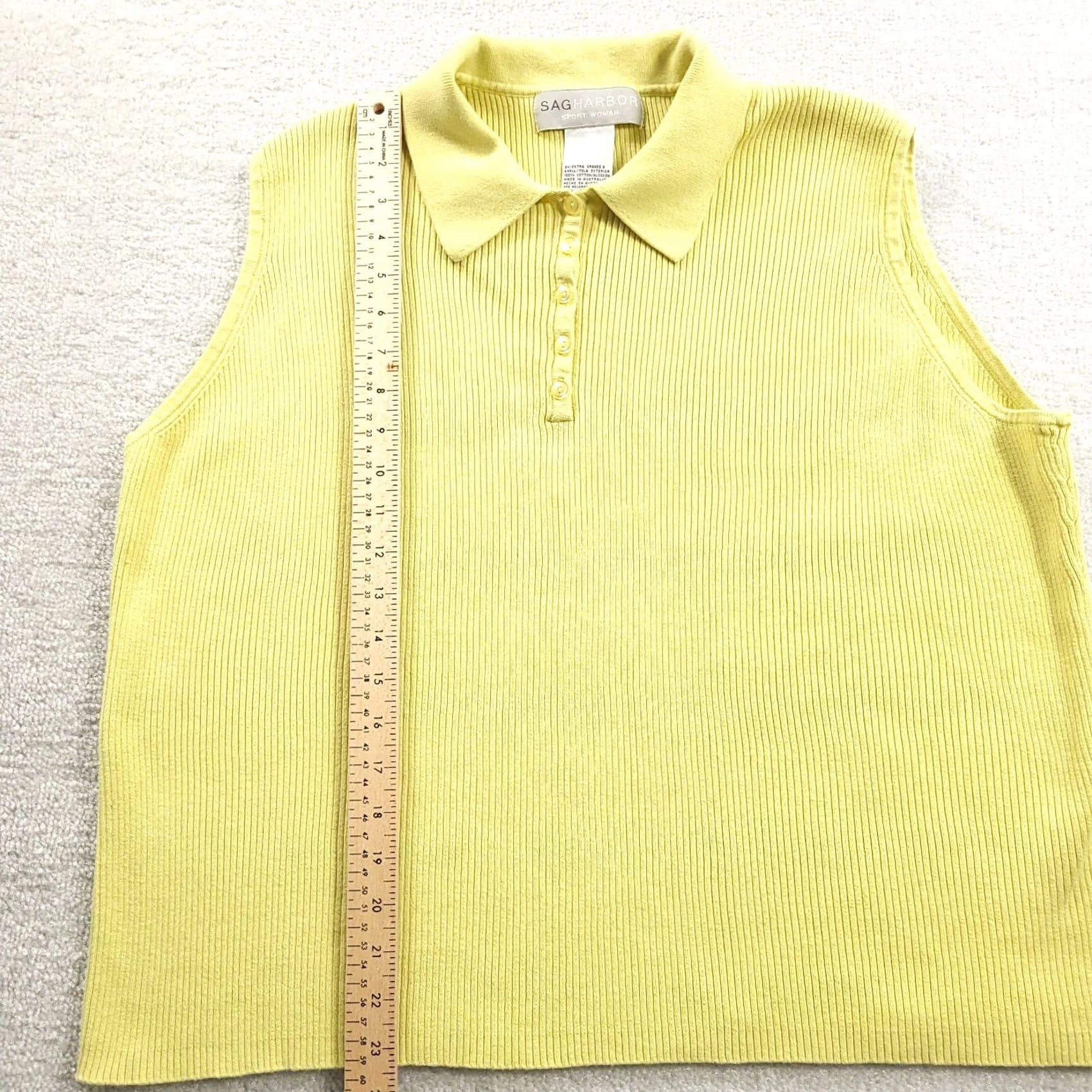 Vintage Sag Harbor Sport Shirt Women's 3X Green Ribbed Sleeveless Collared Top Size XXL / US 16-18 / IT 52-54 - 6 Thumbnail