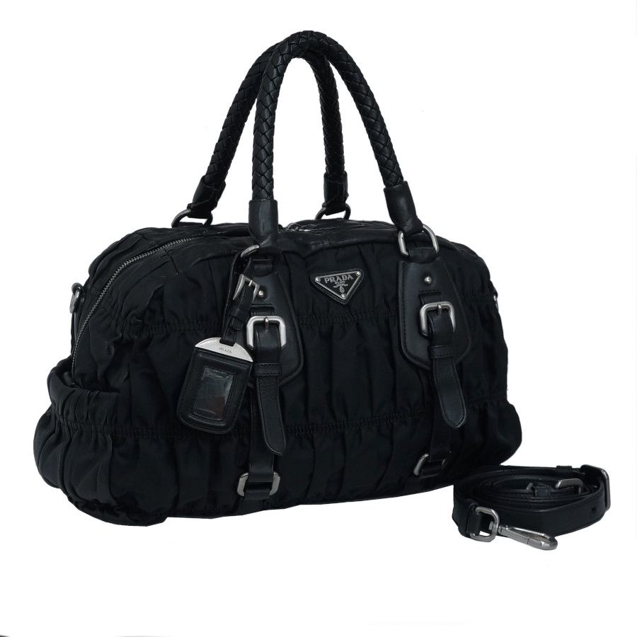 Prada Handbag 2way Bag Nylon Leather Black
