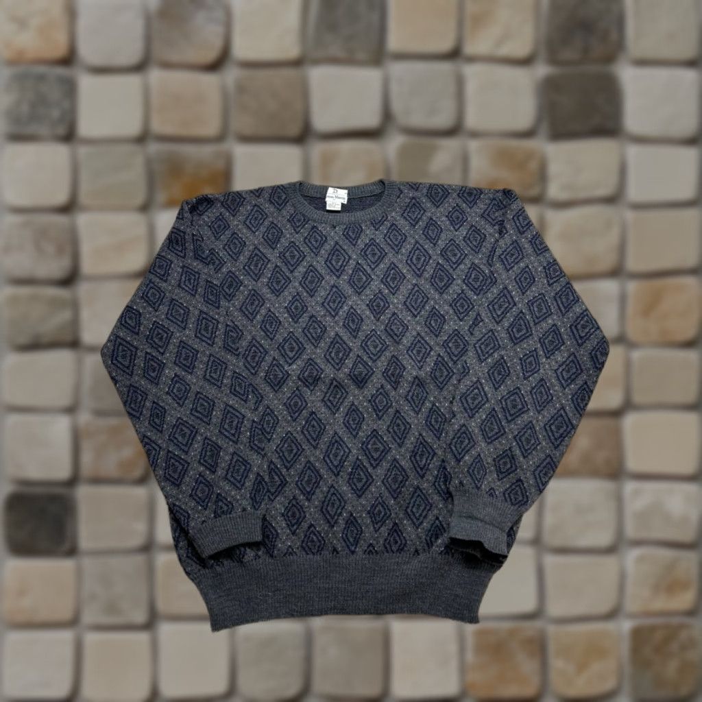 Neiman Marcus Vtg Neiman Marcus Sweater Mens Medium Blue Gray Wool Knit Pullover Size US M / EU 48-50 / 2 - 1 Thumbnail