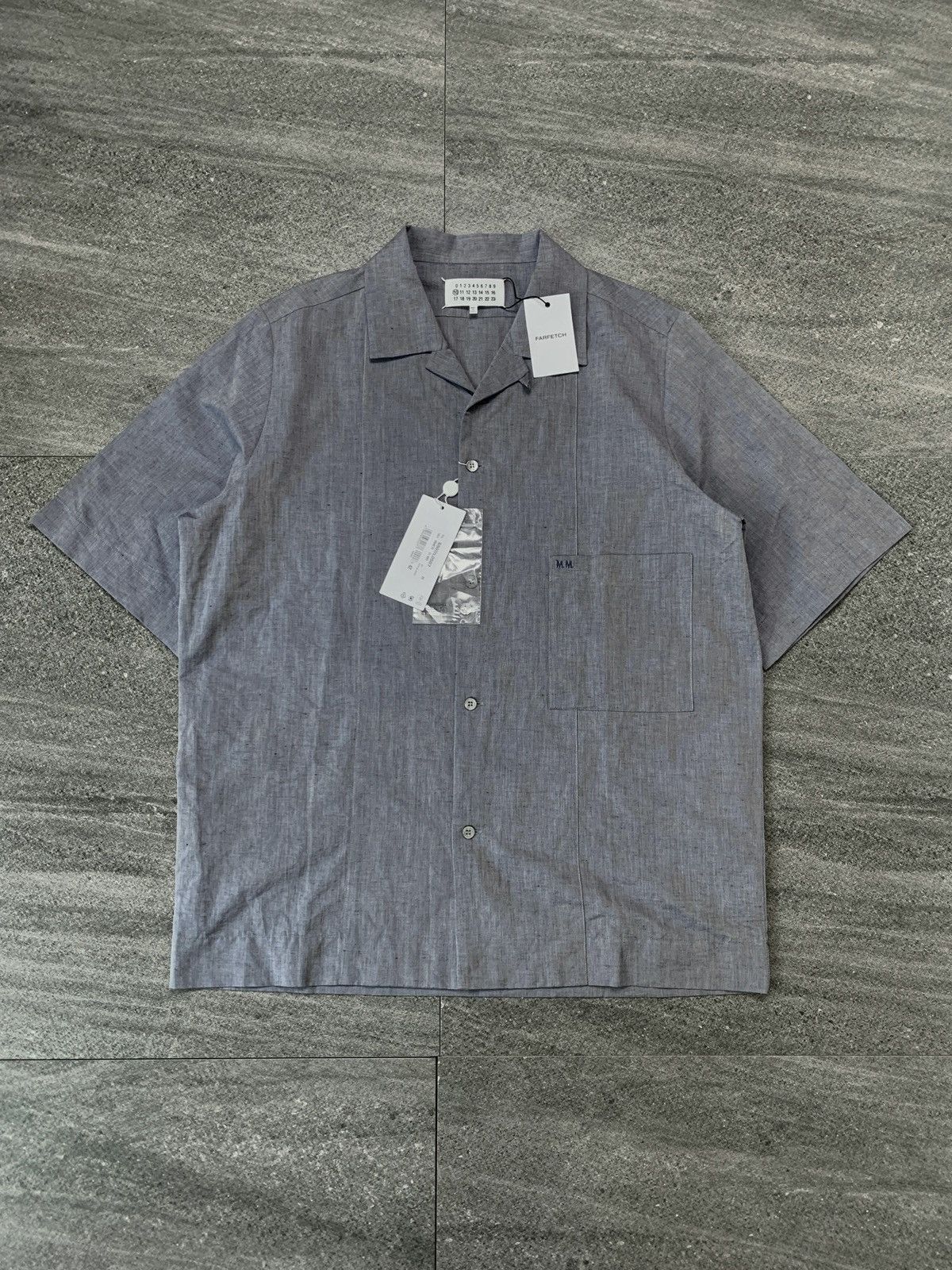 Maison Margiela FREE TAX! BNWT MM Embroidery Linen Blend Camp Collar Shirt Size US M / EU 48-50 / 2 - 2 Thumbnail