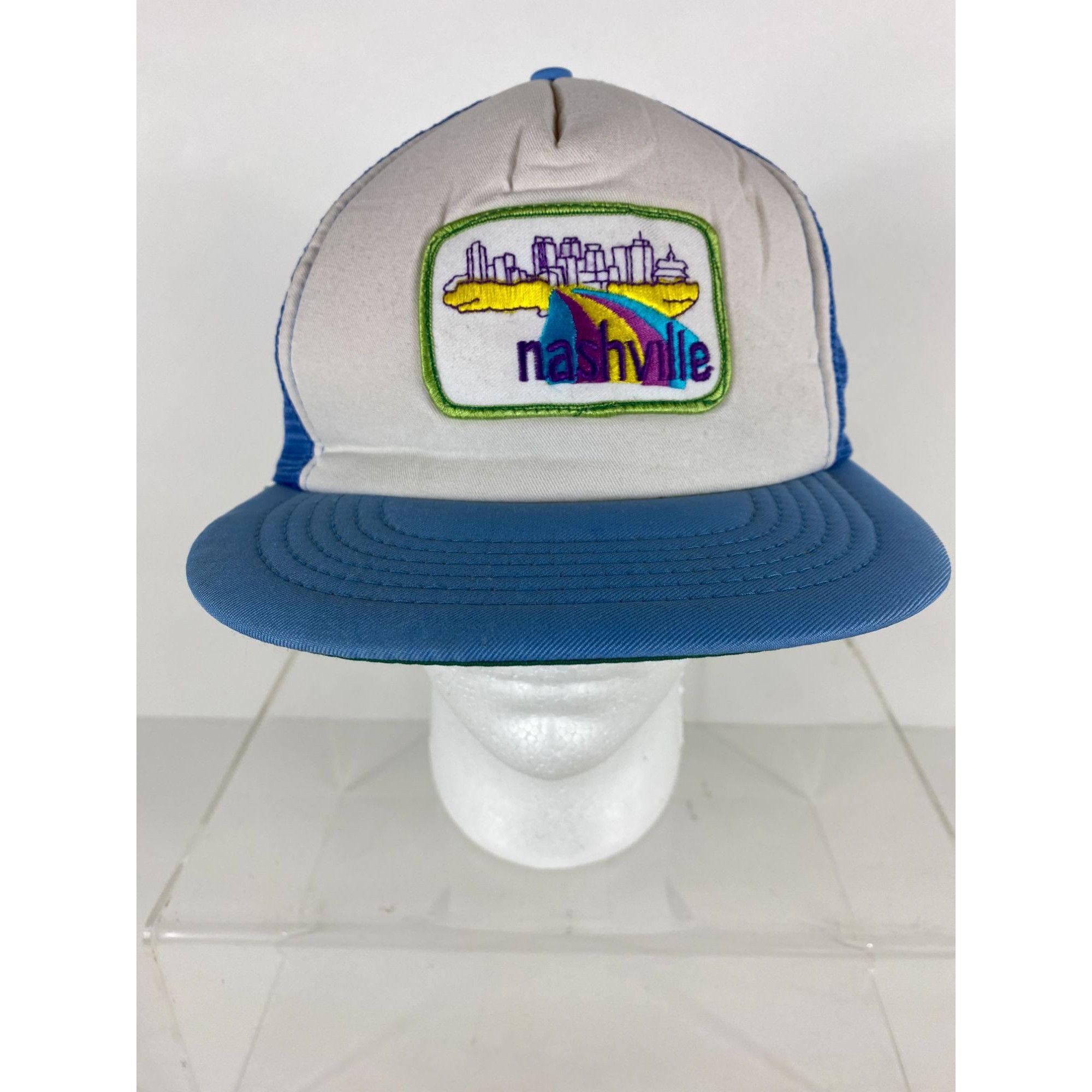 Other × Vintage Vintage Nashville Patched Trucker Mesh Snapback Hat Cap Blue Size ONE SIZE - 1 Thumbnail