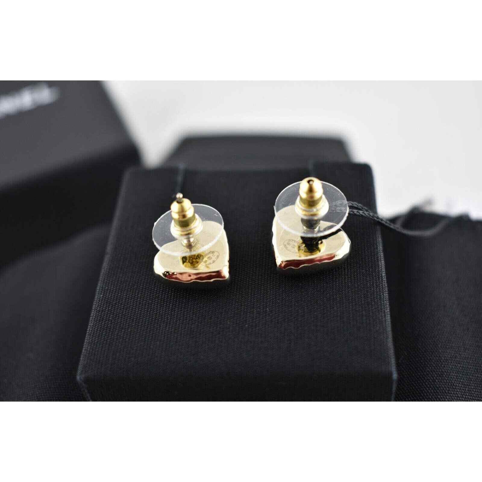 Chanel Chanel 22C Heart Shape Gold Black Statement Stud Earrings Size ONE SIZE - 12 Thumbnail