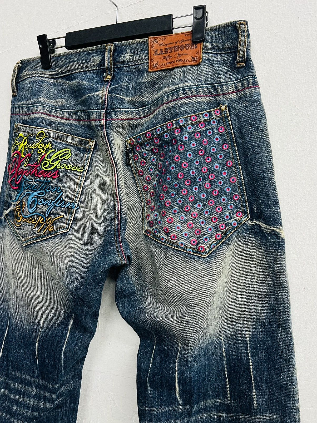 Japanese Brand XANTHOUS Mudwash Flame Baggy Denim Size US 33 - 19 Thumbnail