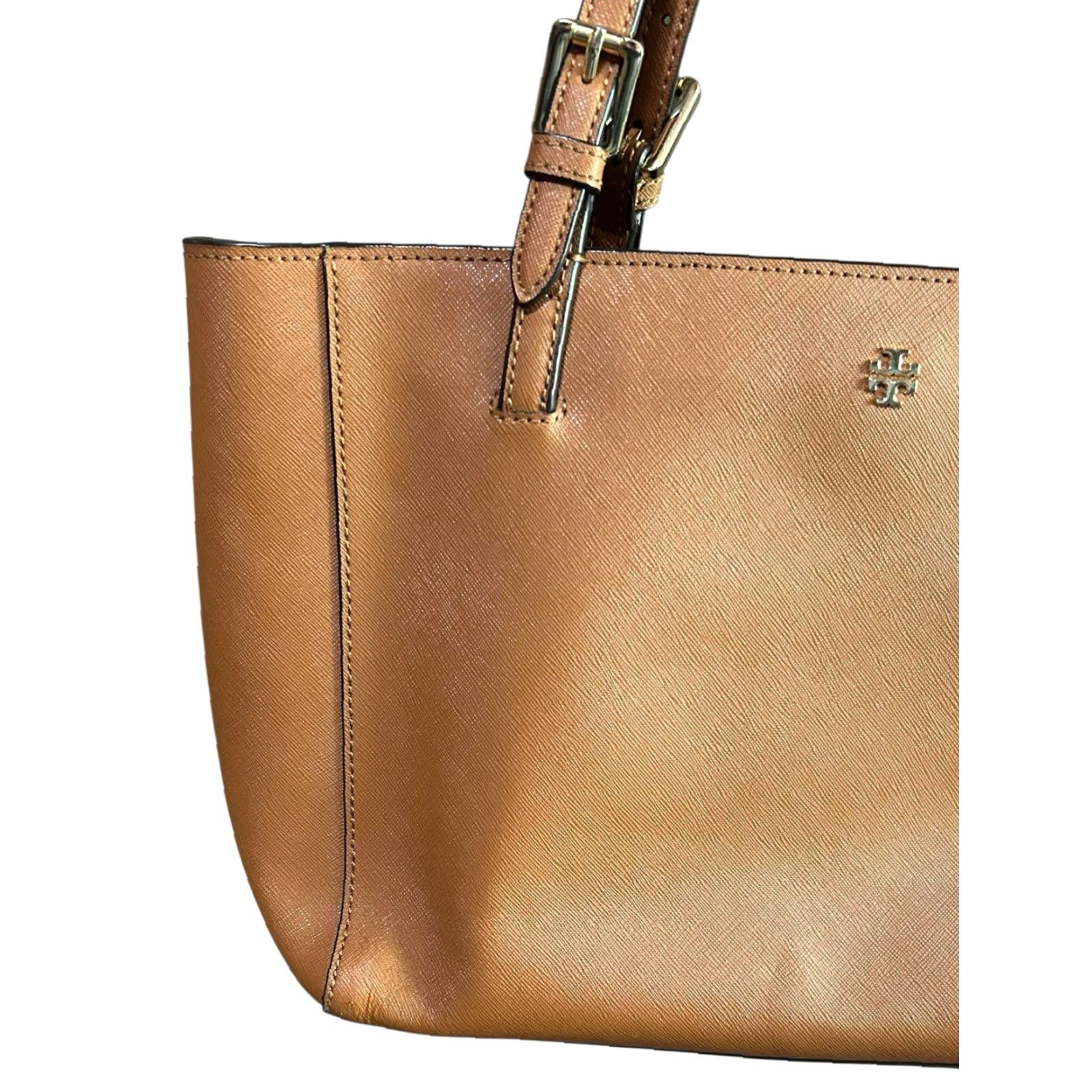 Tory Burch Tory Burch York Brown Leather Double Handles Tote Shoulder Bag Women Purse Read Read damage to handles Read Size ONE SIZE - 3 Thumbnail