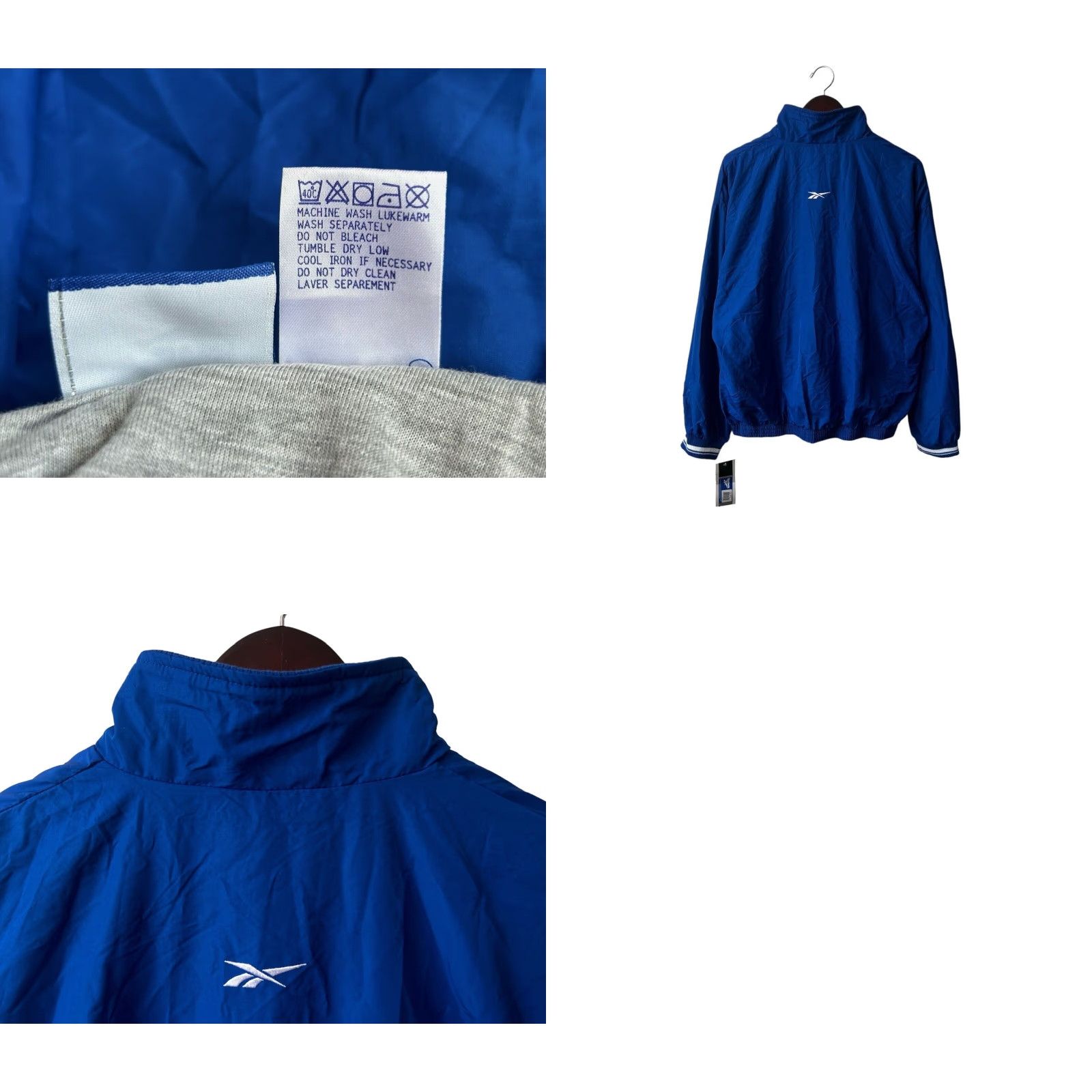 Reebok VINTAGE Reebok Windbreaker Lightweight Jacket Mens Large Blue 90s NWT Deadstock 1996 Zip Pocket Embroidered Logo Chest Size US L / EU 52-54 / 3 - 8 Thumbnail