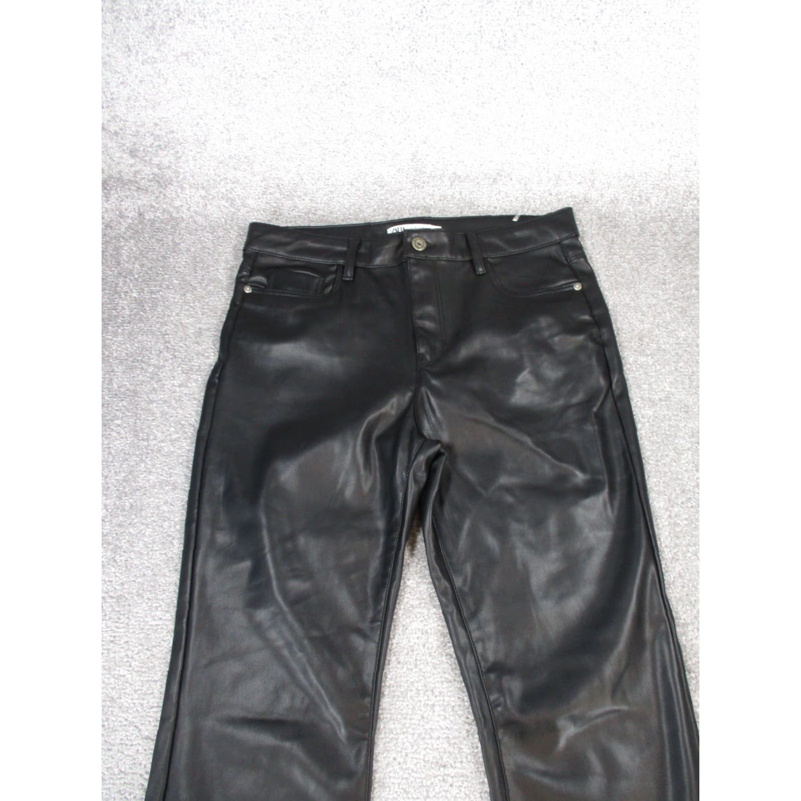 Zara Zara Pants Womens 8 Black Faux Leather Straight Leg Dress Pants Mens? (Wait) Size 30" / US 8 / IT 44 - 2 Thumbnail