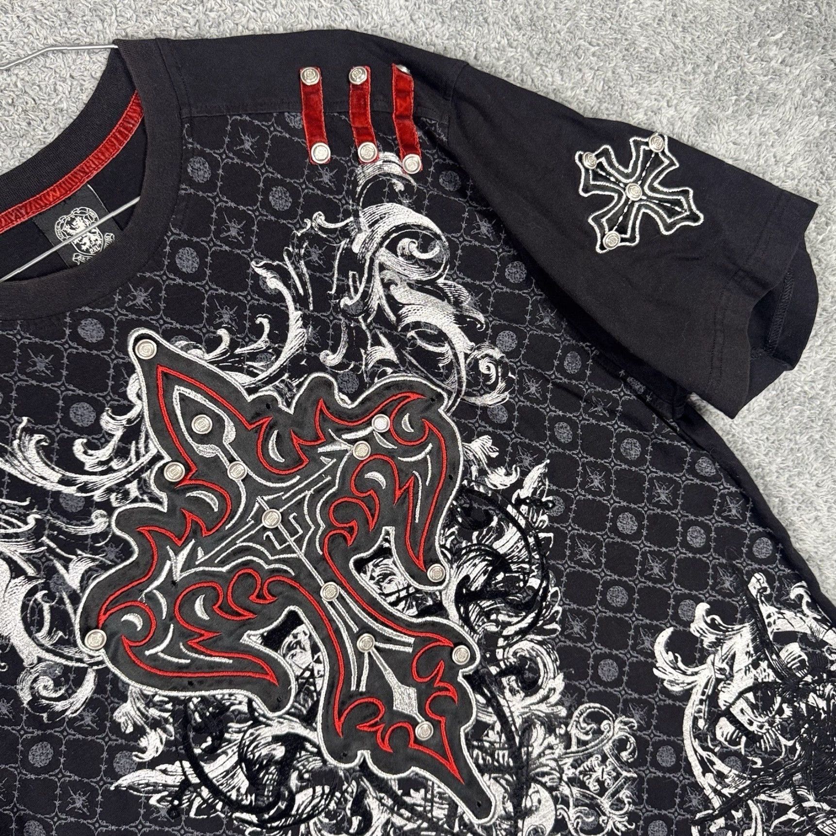 Vintage VINTAGE Cross Shirt T-Shirt 2XL Mens Black Graphic Print 90s Grunge Punk Rock Size US XXL / EU 58 / 5 - 2 Thumbnail