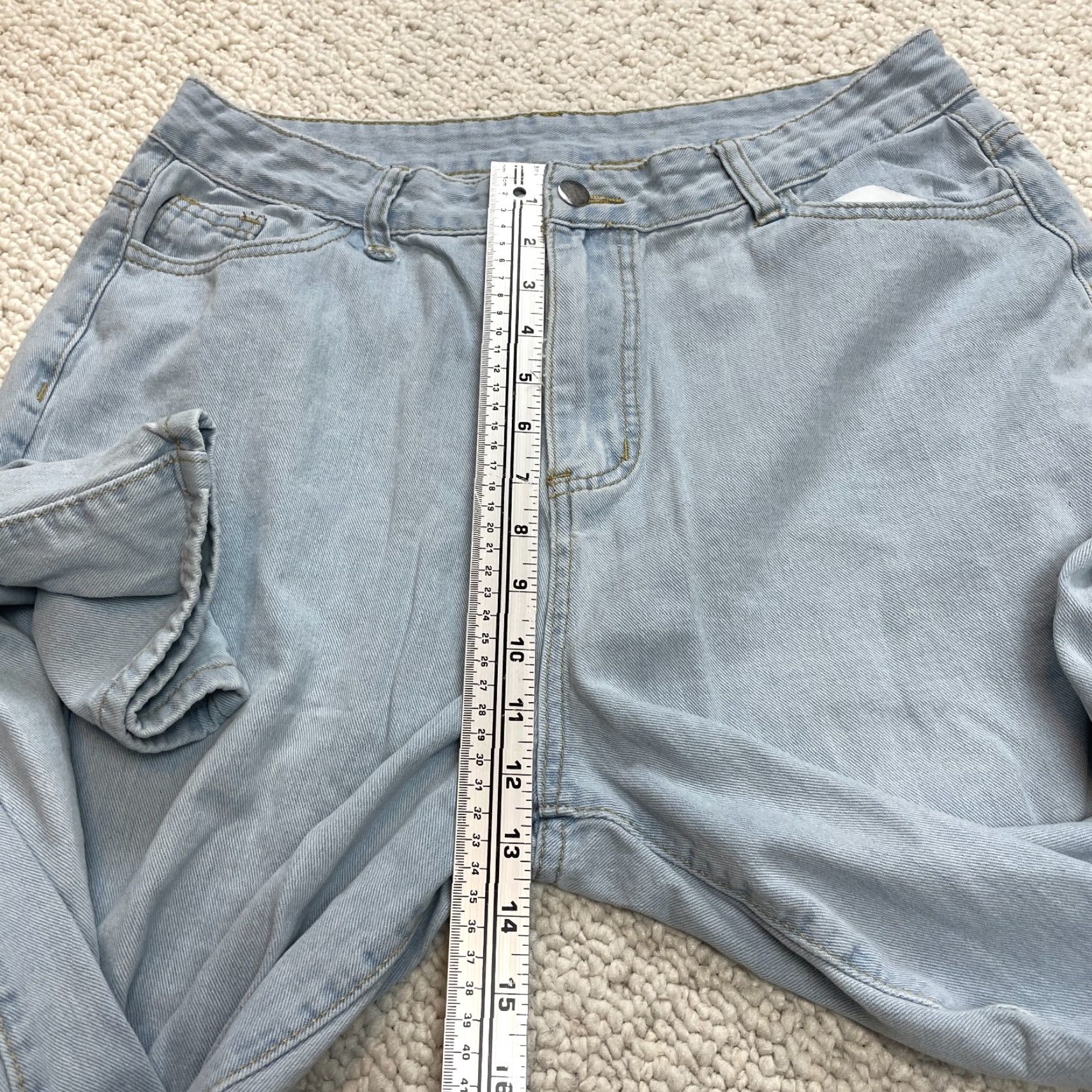 Shein Shein Jeans Womens XL Blue Denim Light Wash Straight Leg High Rise Mom 33x25 Size 40" / US 18 - 5 Thumbnail
