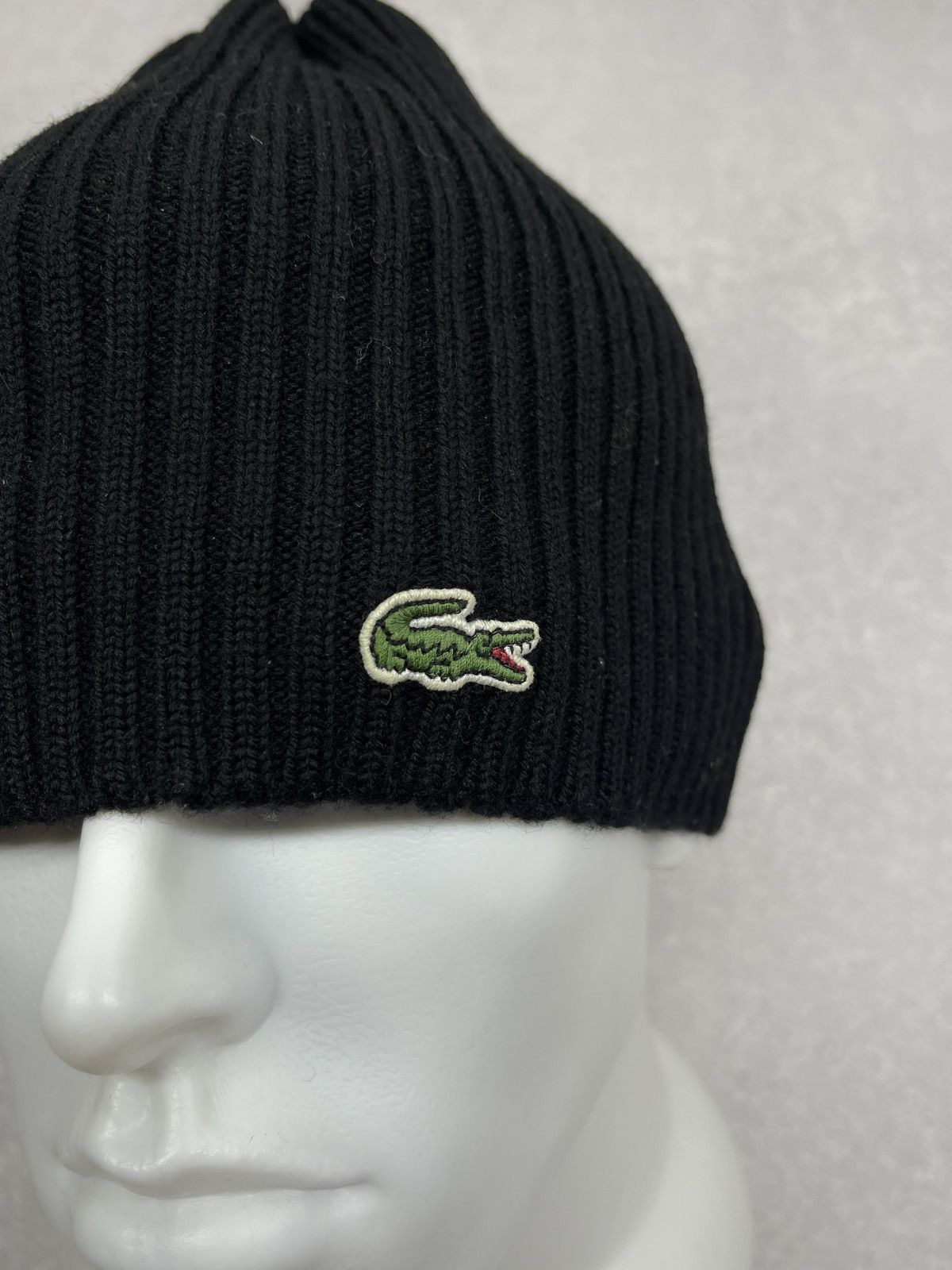 Lacoste Vintage Lacoste Wool Beanie Hat Black Y2K Size ONE SIZE - 3 Thumbnail