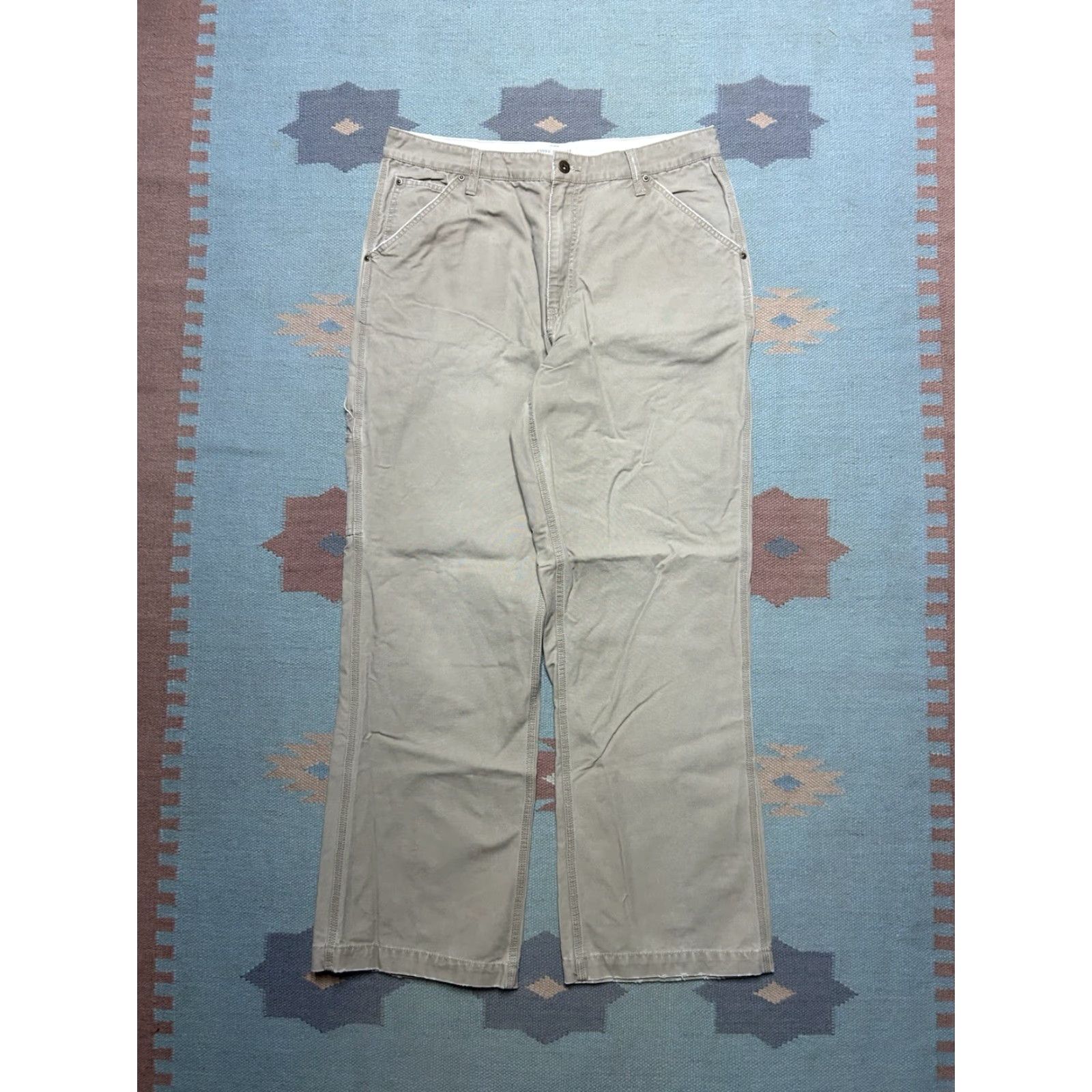 American Eagle Outfitters VINTAGE American Eagle Canvas Carpenter Pants Baggy Workwear 34x31 Men Jeans Beige 90s Skater Y2K Size US 34 / EU 50 - 4 Thumbnail