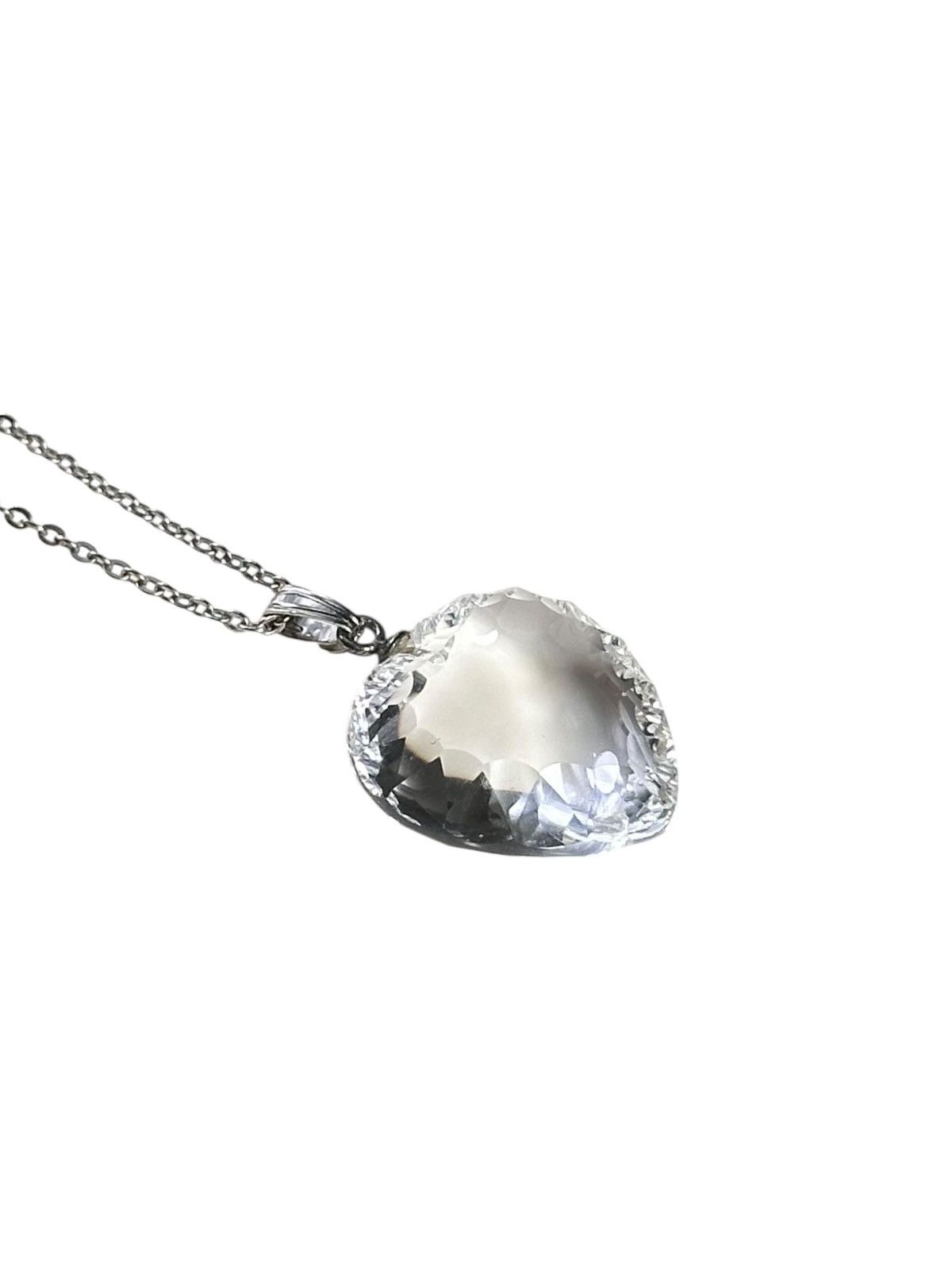 Vintage 2000s JAPANESE MADE LUMINOUS GLASS HEART PENDANT NECKLACE Size ONE SIZE - 2 Thumbnail