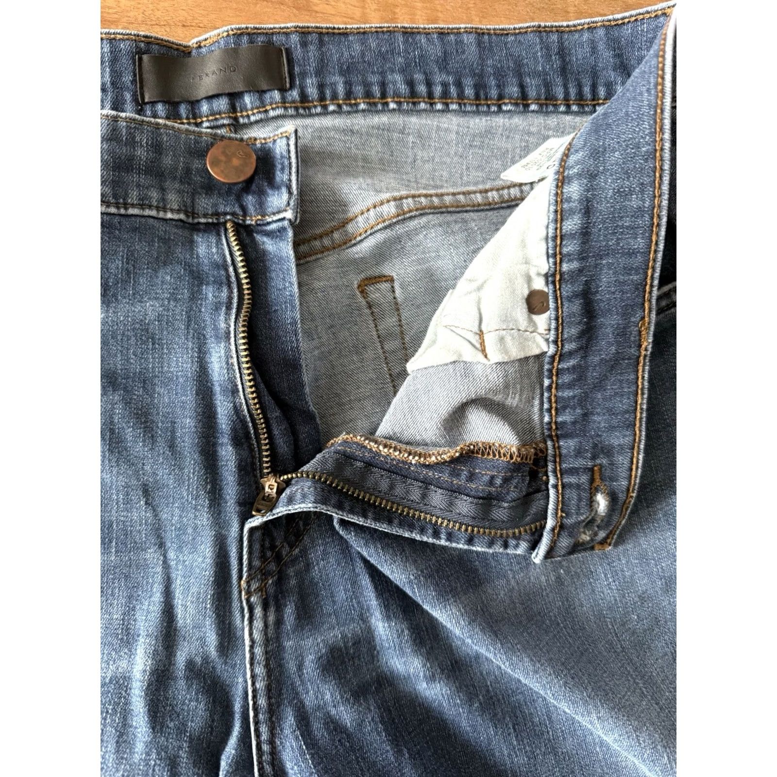 J Brand J Brand Kane Jeans Mens Size 36 Slim Straight Denim Blue 5-Pocket Logo Zipper Button Inseam 28" Regular Rise Mid Vintage: No Size US 37 - 6 Thumbnail