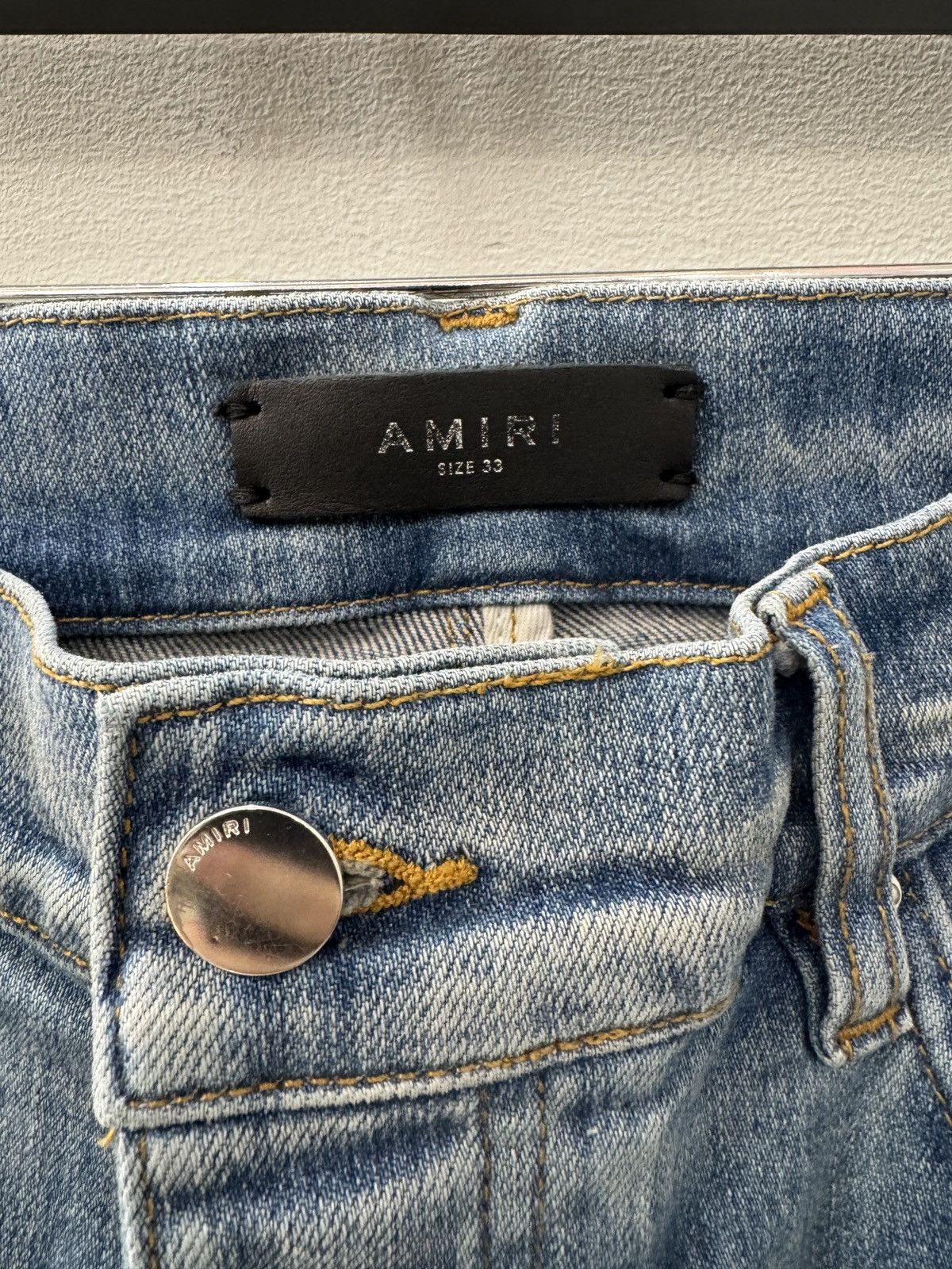Amiri Amiri Blue Applique Logo Jeans Size US 33 - 3 Thumbnail