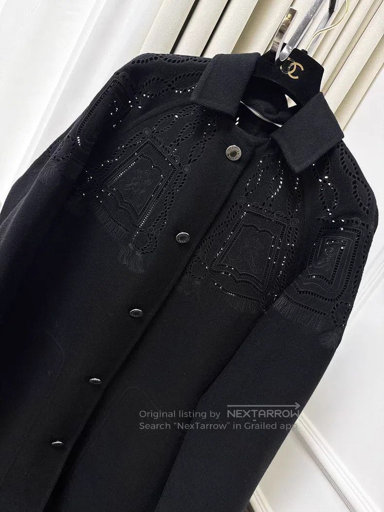 Hermes Hermes Black lace-up embroidered cashmere coat Size XS / US 0-2 / IT 36-38 - 9 Thumbnail