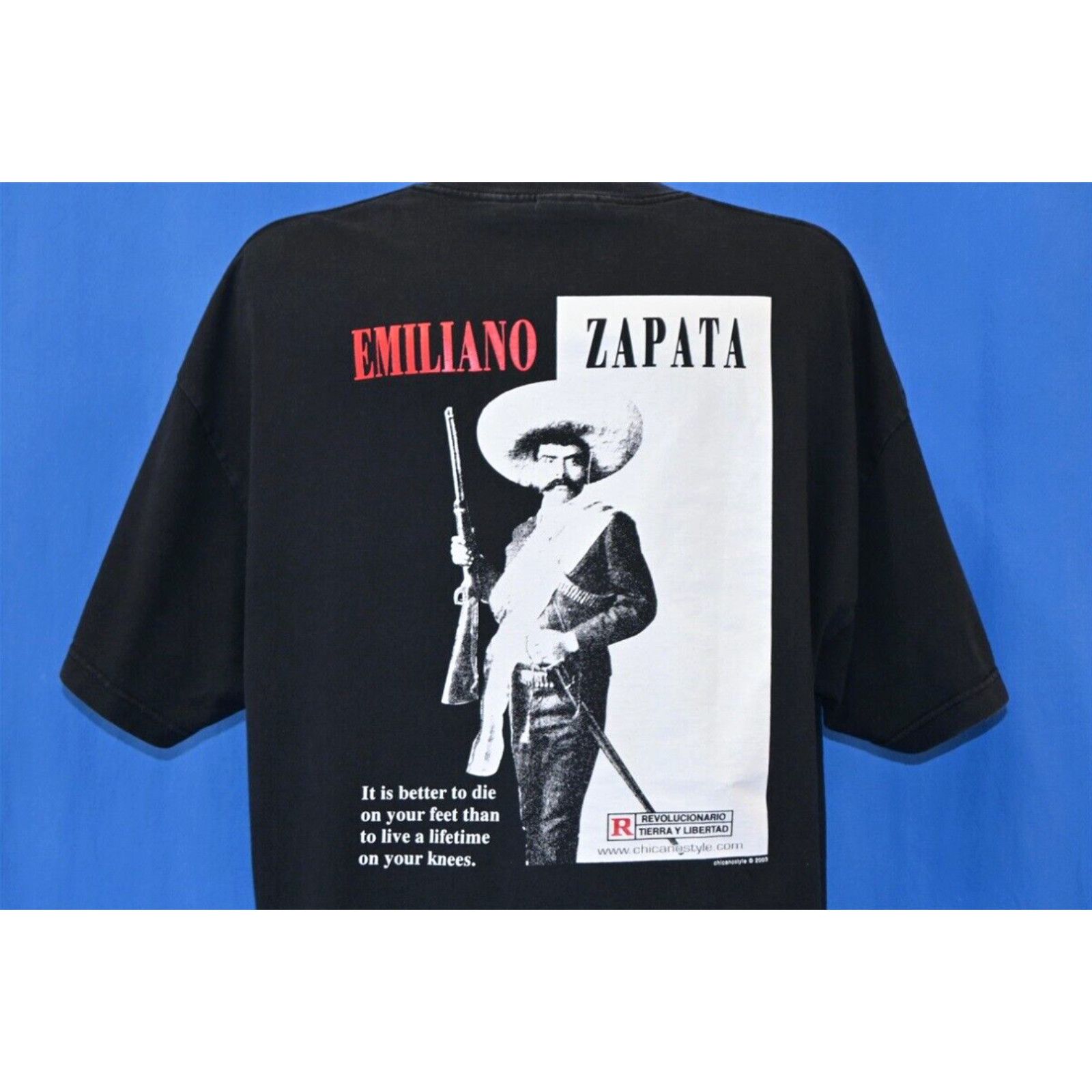 image of Vintage Y2K 2003 Emiliano Zapata Mexican Revolutionary Political Figure T-Shirt 2Xl in White, Men's