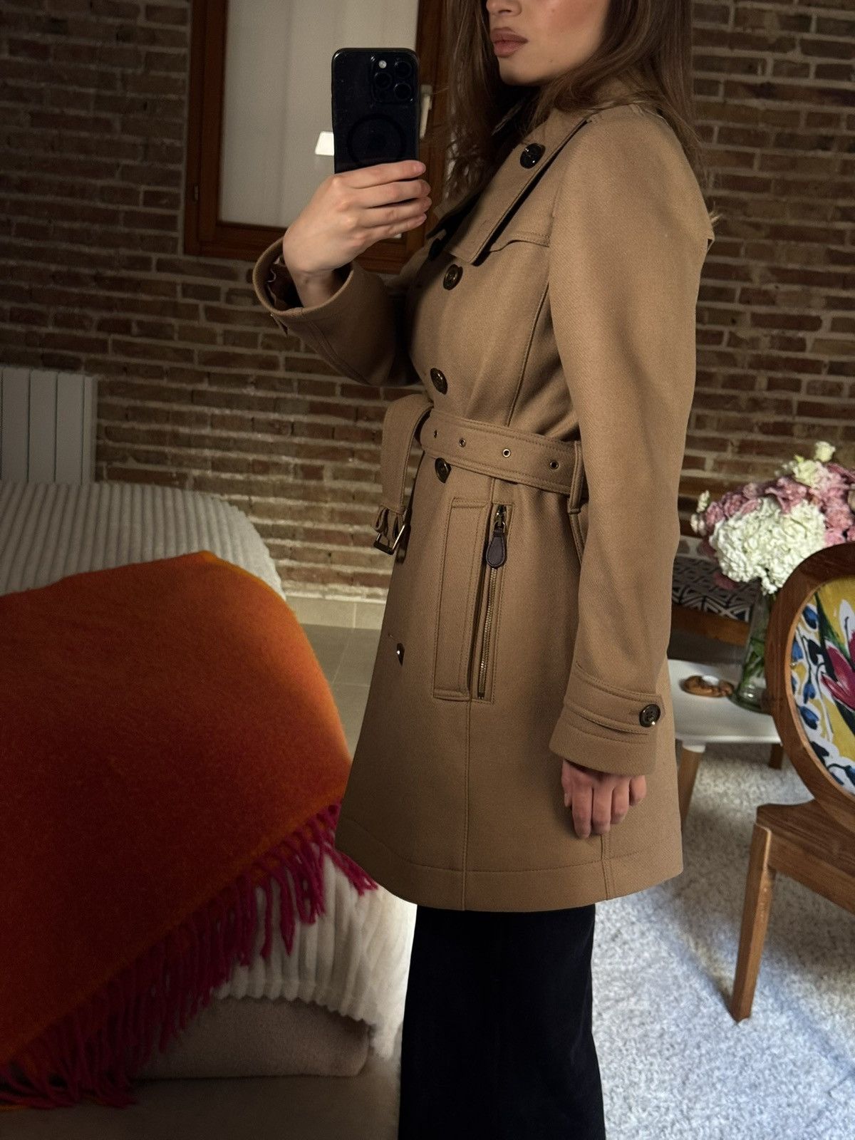 Burberry Burberry Wool Cashmere Belted Coat Beige Size S / US 4 / IT 40 - 3 Thumbnail