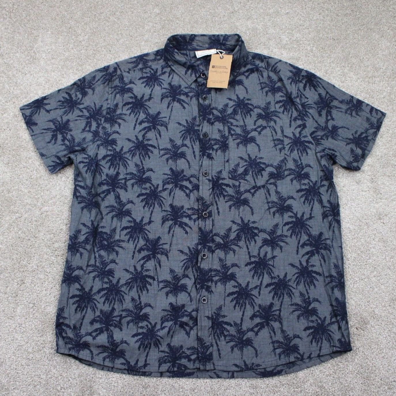 Vintage Mountain Warehouse Hawaiian Shirt NWT Mens XL Blue Tropical Floral S/S Cotton Button-Up Shirt Mens XL Blue Floral Hawaiin Tropical Printed Shirt Size US XL / EU 56 / 4 - 2 Thumbnail