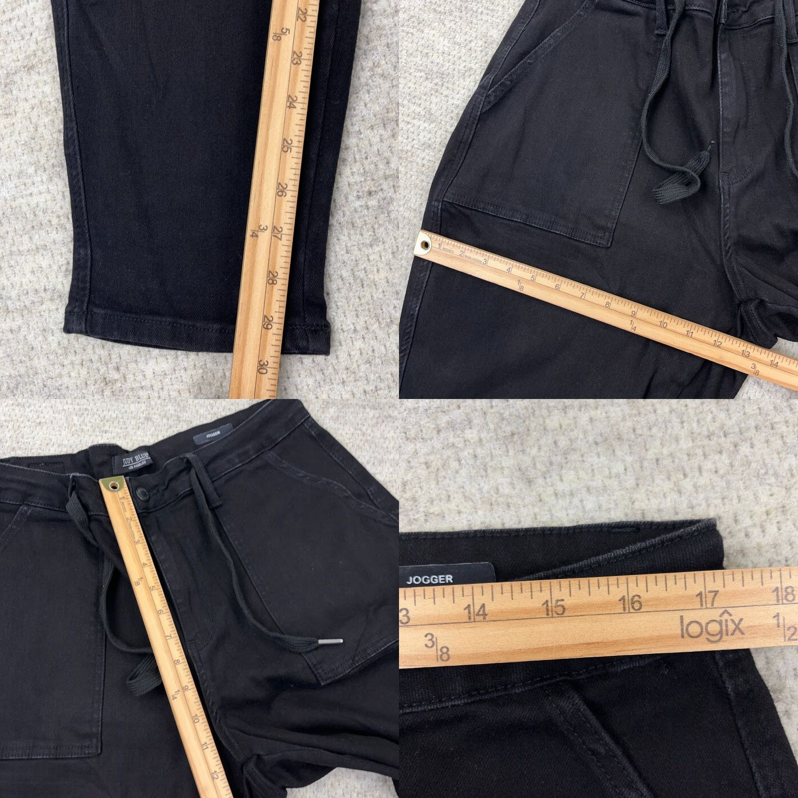 Denime Judy Blue Jeans Women 16W Black Denim Jogger Pants Drawstring Garment Dyed Pant Size 38" / US 16 / IT 52 - 8 Thumbnail